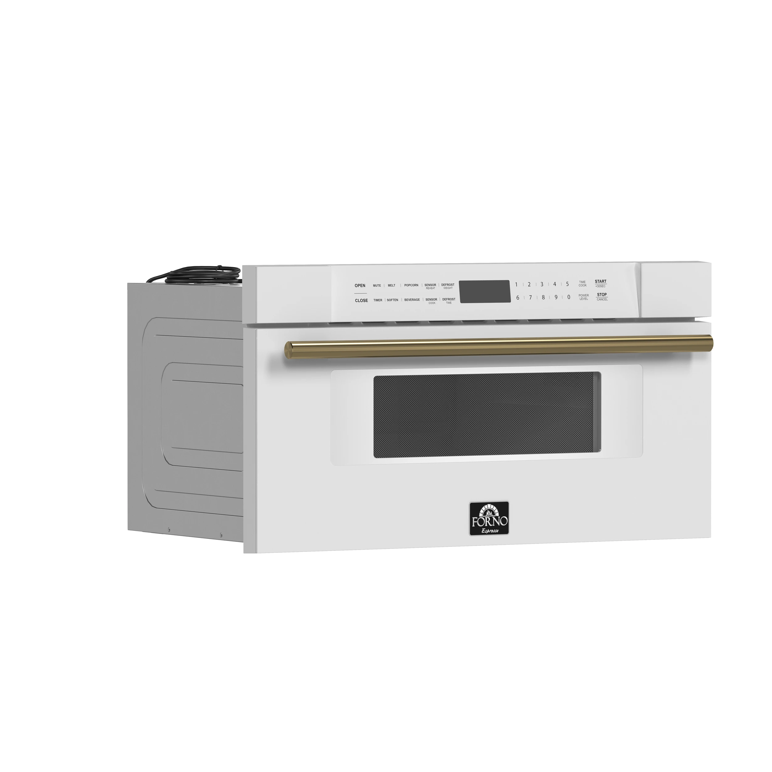 Capoliveri Espresso 30-Inch Microwave Drawer, White, 1.2 cu.ft, 1500 Watts, Built-In, Touch Control LCD Display, Auto-Touch Open/Close, 11 Power Levels, Sensor Cooking FMWDR300030WHT