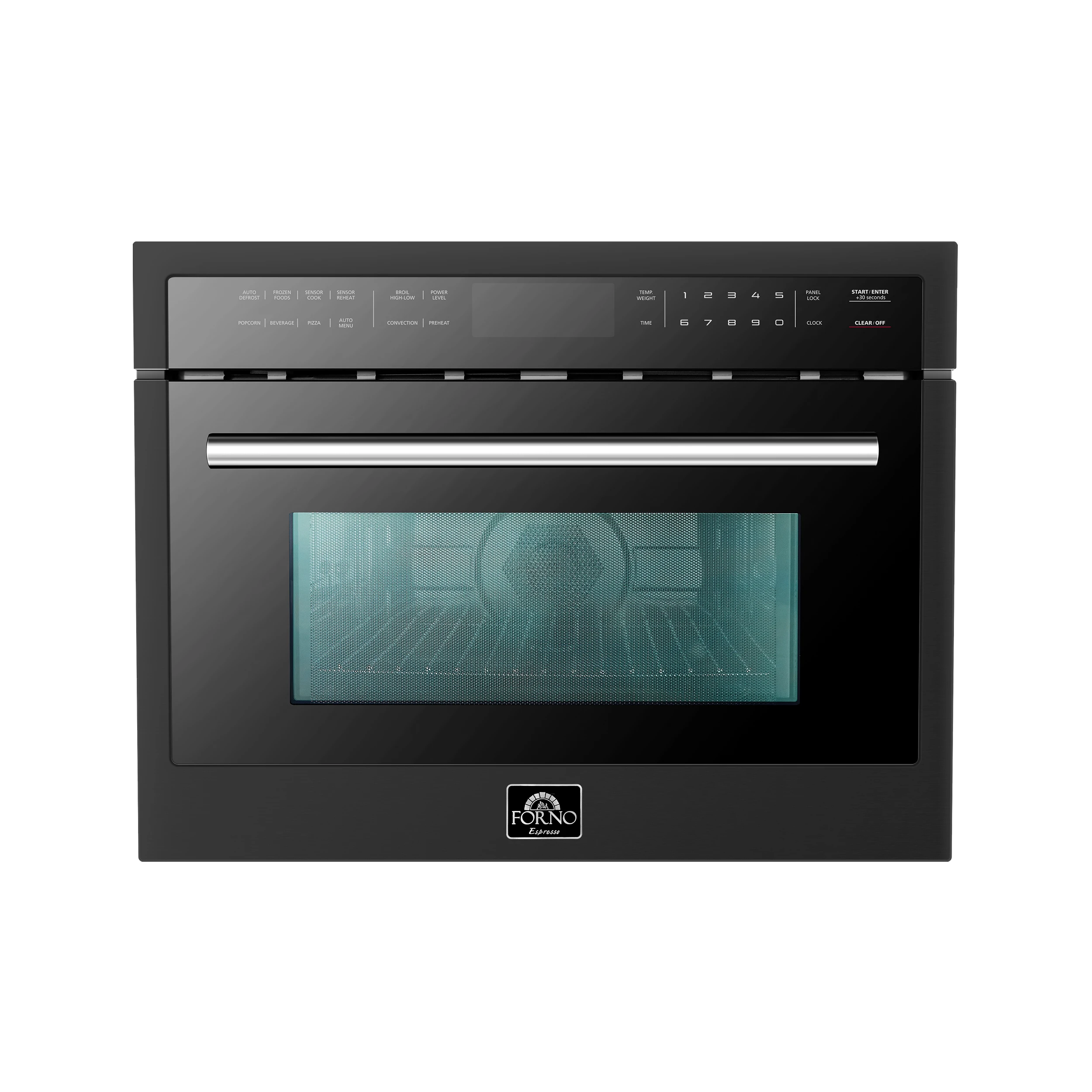 Oliena Espresso Black 24-Inch Built-In Microwave and Convection Oven Combo, 1.6 cu.ft, 1750W Convection, 1000W Microwave, Stainless Steel Interior, Glass Touch Controls, Sensor Cooking FMWDR3