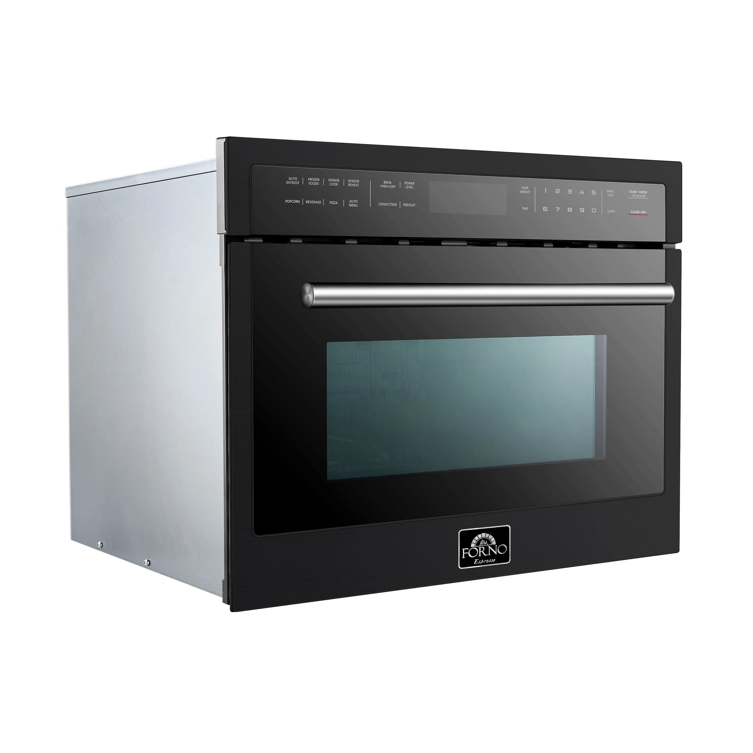 Oliena Espresso Black 24-Inch Built-In Microwave and Convection Oven Combo, 1.6 cu.ft, 1750W Convection, 1000W Microwave, Stainless Steel Interior, Glass Touch Controls, Sensor Cooking FMWDR309324BLK