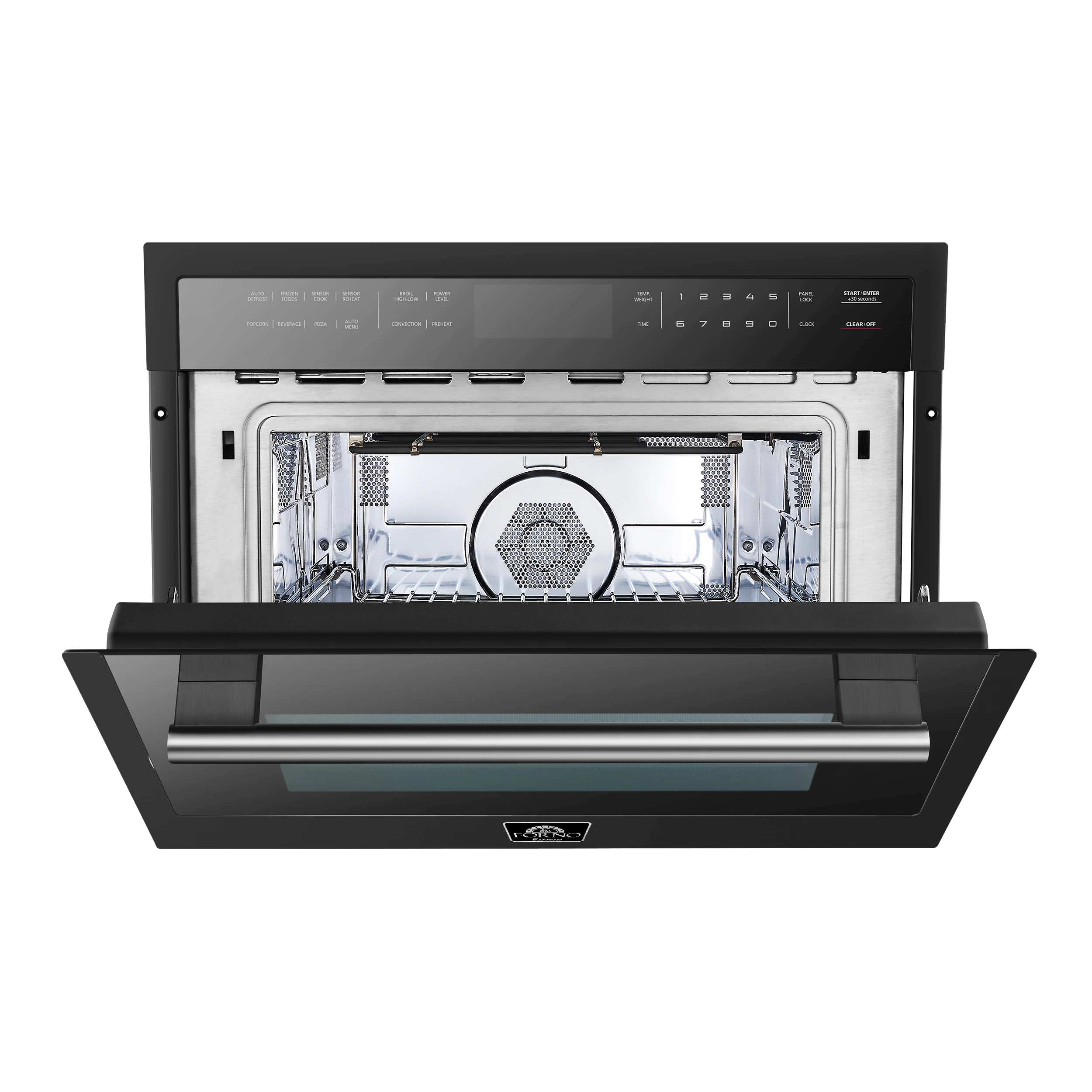 Oliena Espresso Black 24-Inch Built-In Microwave and Convection Oven Combo, 1.6 cu.ft, 1750W Convection, 1000W Microwave, Stainless Steel Interior, Glass Touch Controls, Sensor Cooking FMWDR309324BLK