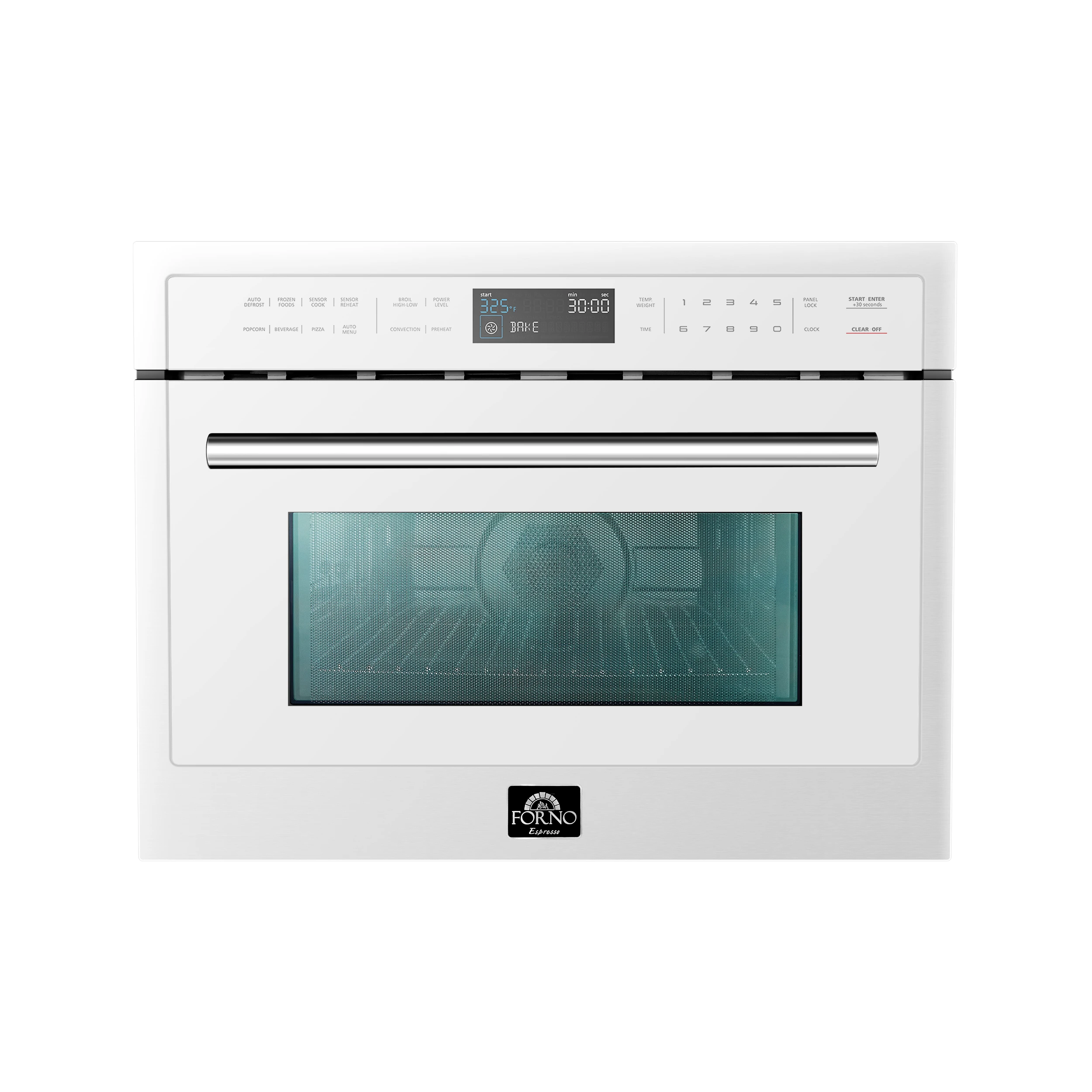 Oliena Espresso White 24-Inch Built-In Microwave and Convection Oven Combo, 1.6 cu.ft, 1750W Convection, 1000W Microwave, Stainless Steel Interior, Glass Touch Controls, Sensor Cooking FMWDR3