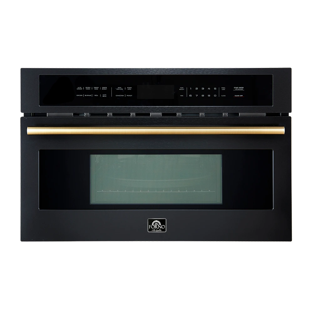 Oliena Espresso Black 30-Inch Built-In Microwave and Convection Oven Combo, 1.6 cu.ft, 1750W Convection, 1000W Microwave, Stainless Steel Interior, Glass Touch Controls, Sensor Cooking FMWDR3