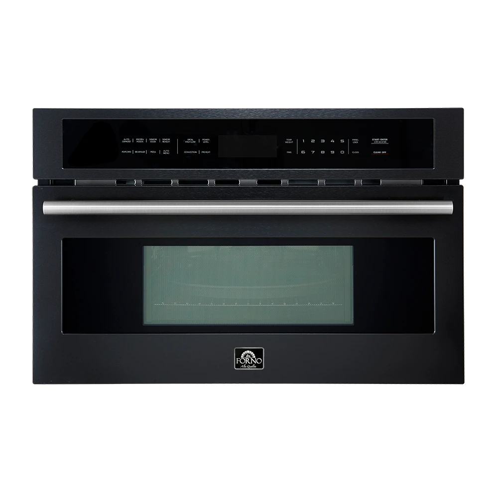 Oliena Espresso Black 30-Inch Built-In Microwave and Convection Oven Combo, 1.6 cu.ft, 1750W Convection, 1000W Microwave, Stainless Steel Interior, Glass Touch Controls, Sensor Cooking FMWDR309330BLK