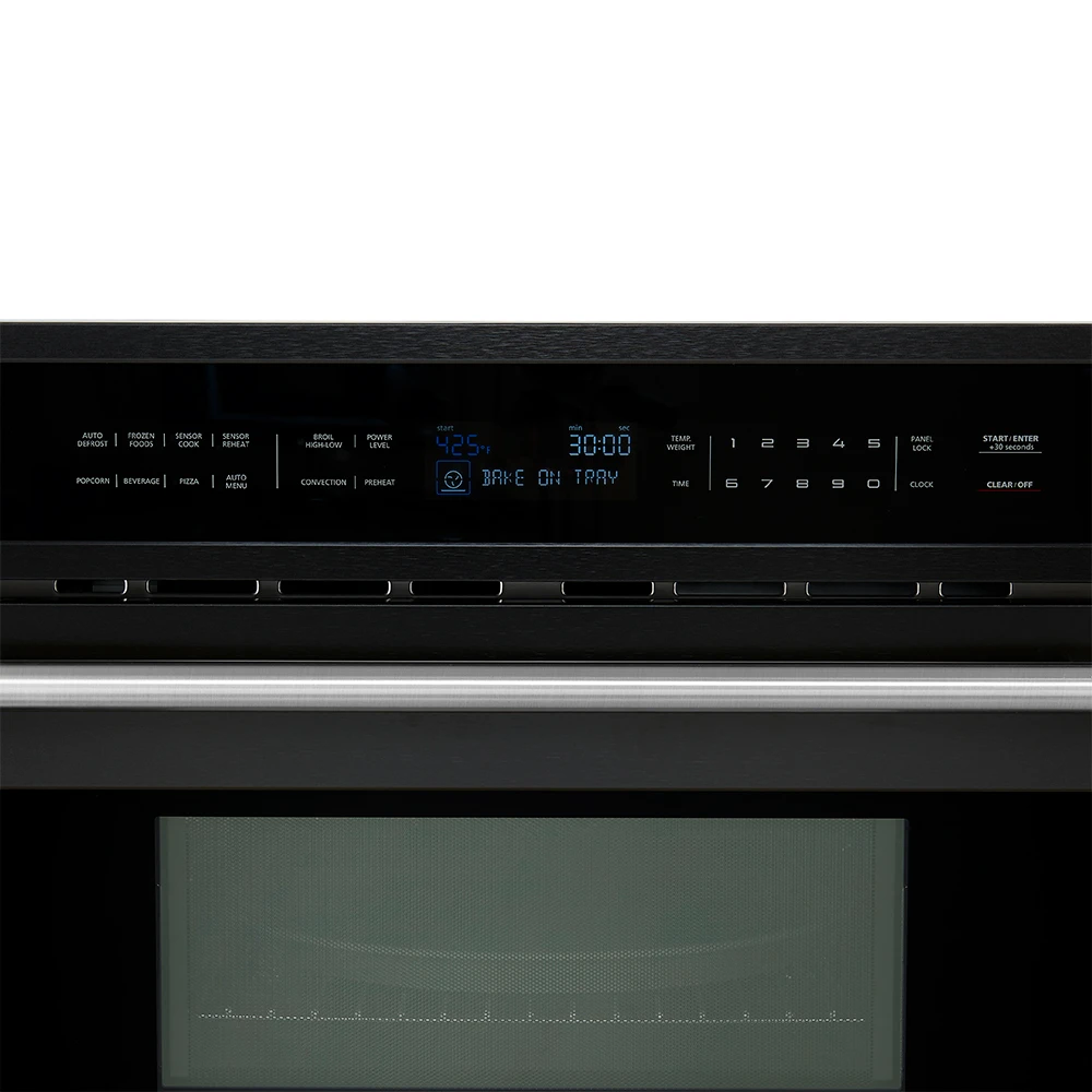 Oliena Espresso Black 30-Inch Built-In Microwave and Convection Oven Combo, 1.6 cu.ft, 1750W Convection, 1000W Microwave, Stainless Steel Interior, Glass Touch Controls, Sensor Cooking FMWDR309330BLK