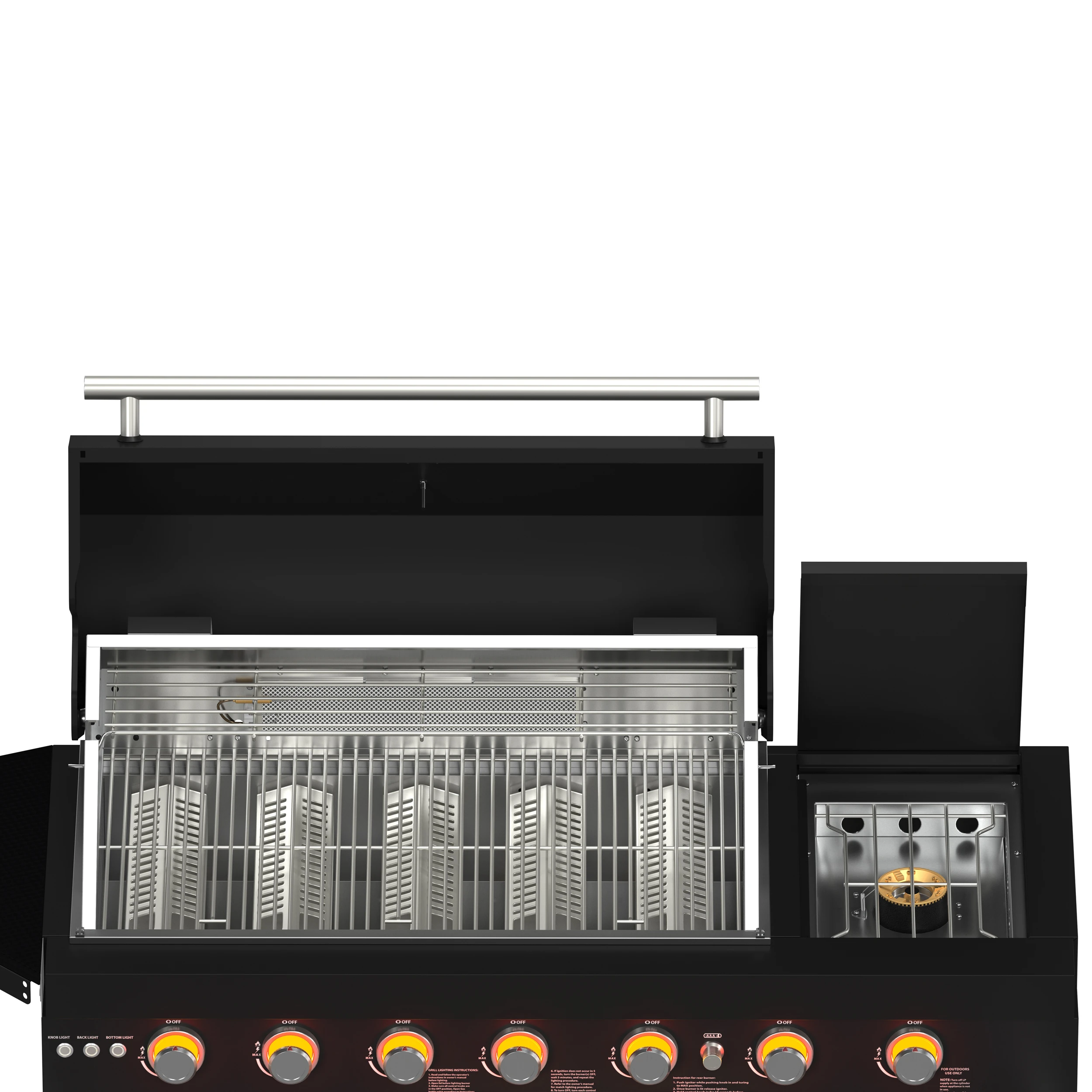 All’Aperto 87,600 BTU Outdoor Kitchen, 4 Burners, Infrared Burners, Side Burner, Black Sintered Stone Countertops, Gas Pizza Oven, Sink Module, Bar & Beverage Center FODKT2551BLK