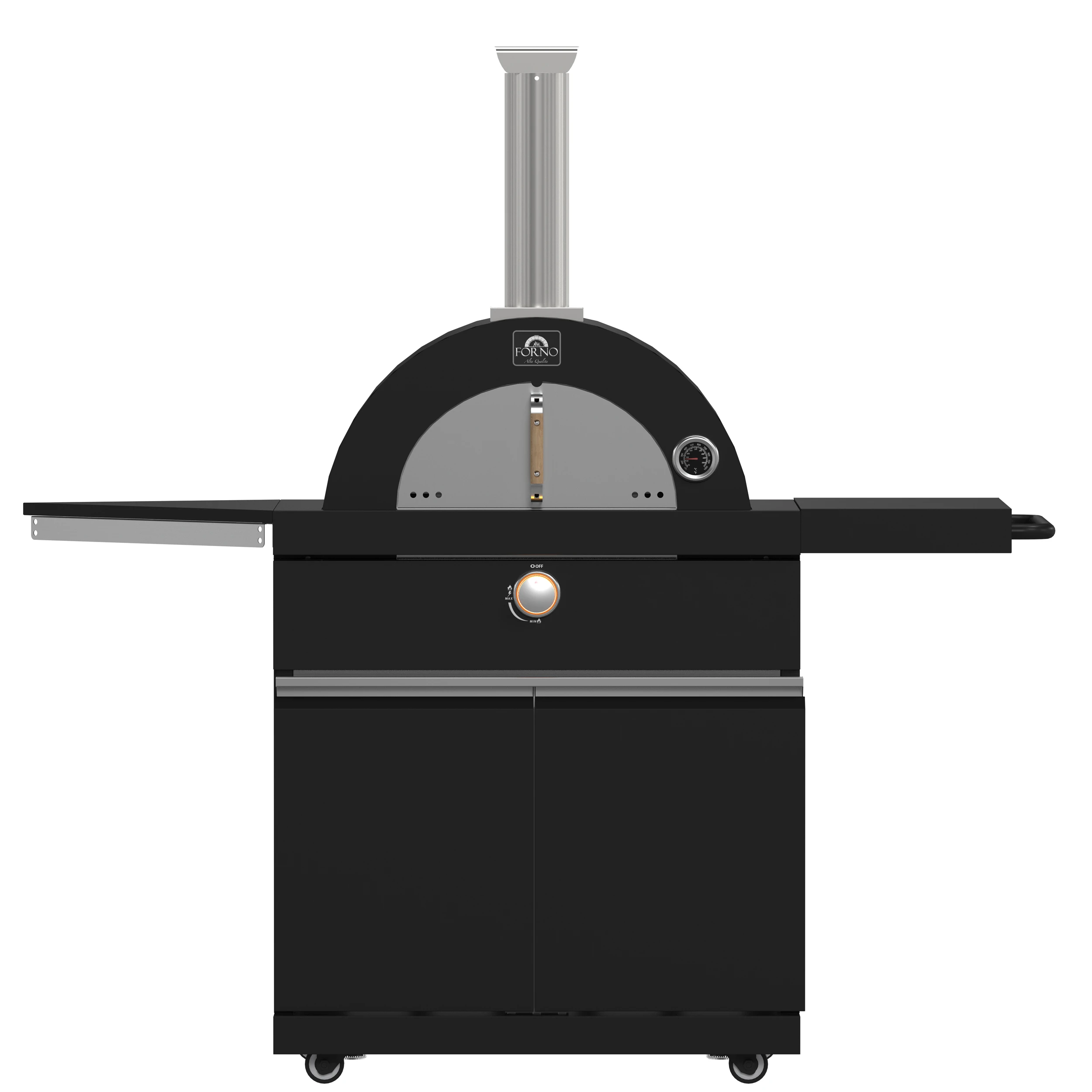 All’Aperto 87,600 BTU Outdoor Kitchen, 4 Burners, Infrared Burners, Side Burner, Black Sintered Stone Countertops, Gas Pizza Oven, Sink Module, Bar & Beverage Center FODKT2551BLK