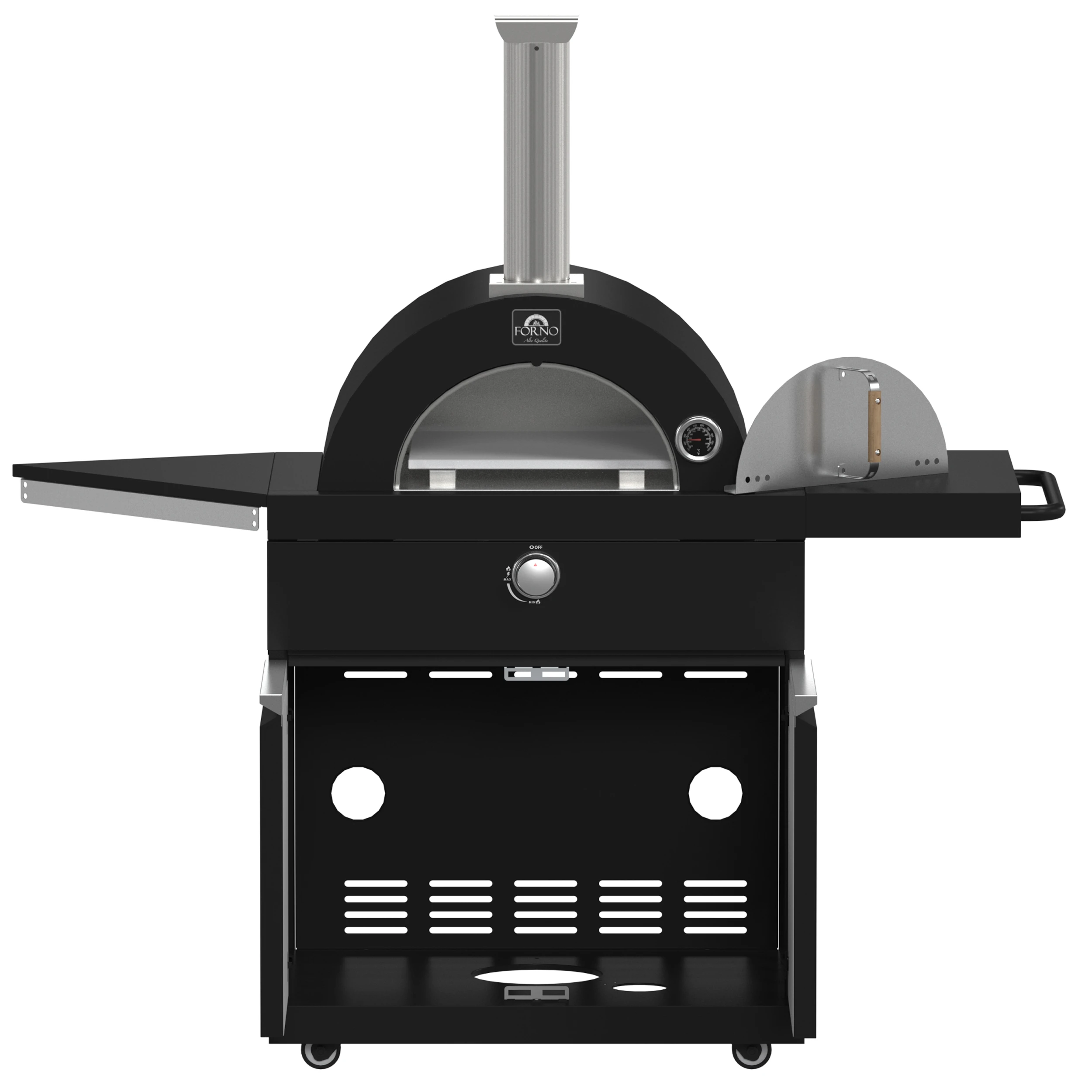 All’Aperto 87,600 BTU Outdoor Kitchen, 4 Burners, Infrared Burners, Side Burner, Black Sintered Stone Countertops, Gas Pizza Oven, Sink Module, Bar & Beverage Center FODKT2551BLK