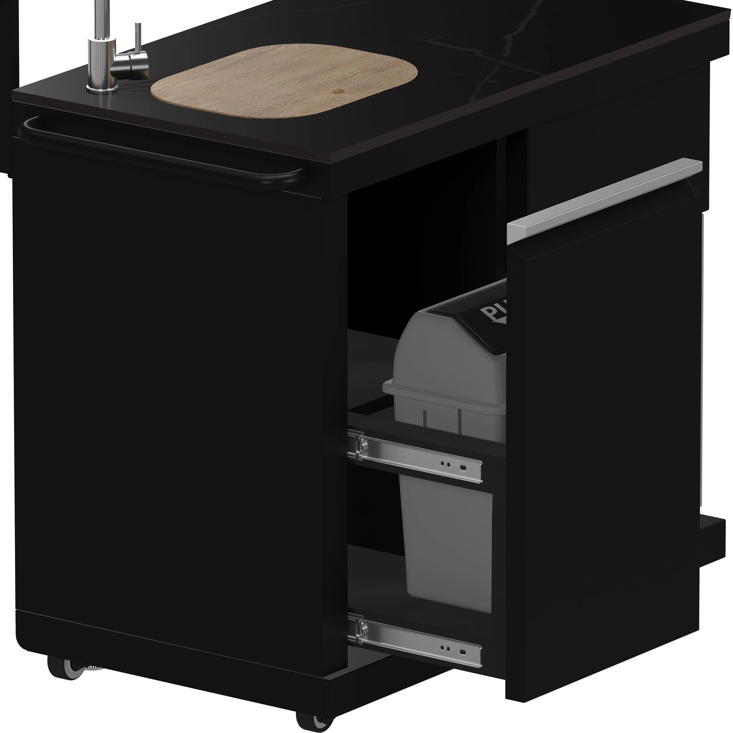 All’Aperto 99,600 BTU Outdoor Kitchen, 5 Burners, Infrared Burners, Side Burner, Black Sintered Stone Countertops, Gas Pizza Oven, Sink Module, Bar & Beverage Center FODKT2568BLK