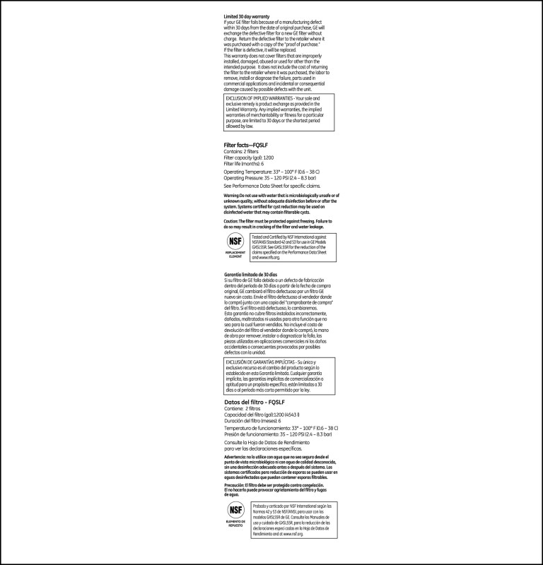 Dual Stage Drinking Water Replacement Filters FQSLF