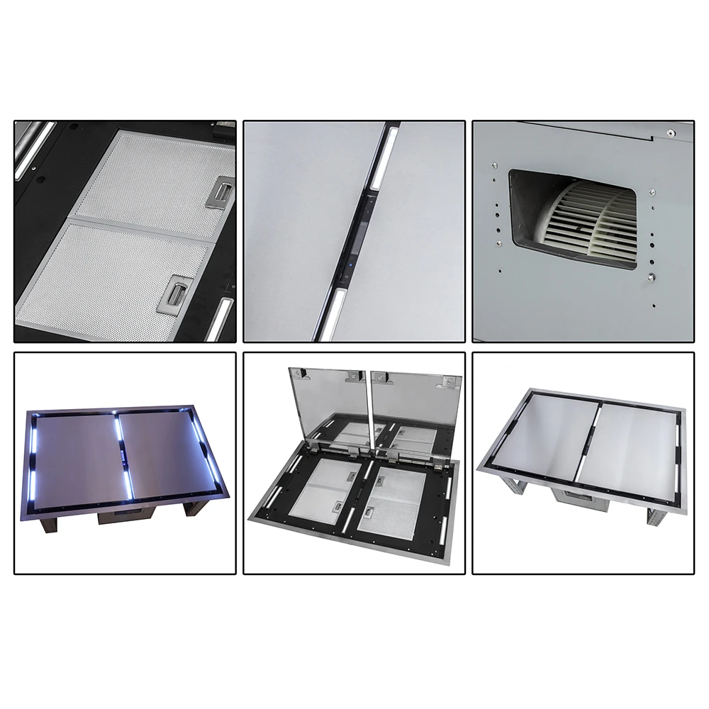 Arezzo 44-Inch Recessed Ceiling Range Hood, Dual Motors, 1200 CFM, Hybrid Filters, Remote Control FRHRE531244