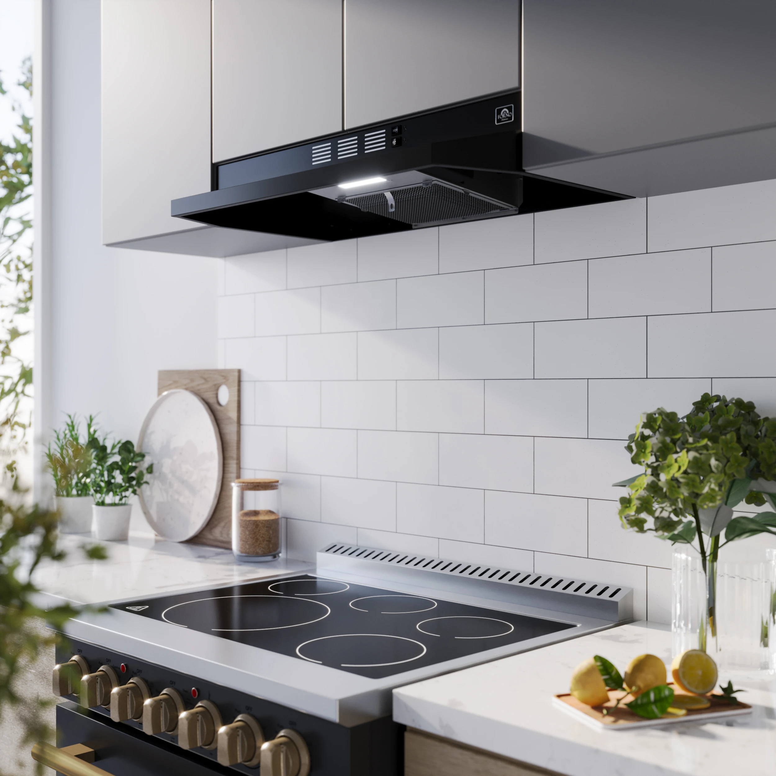 Cappa 30-Inch Under Cabinet Range Hood, Black, 200 CFM, Convertible, LED Lighting FRHUC520030BLK