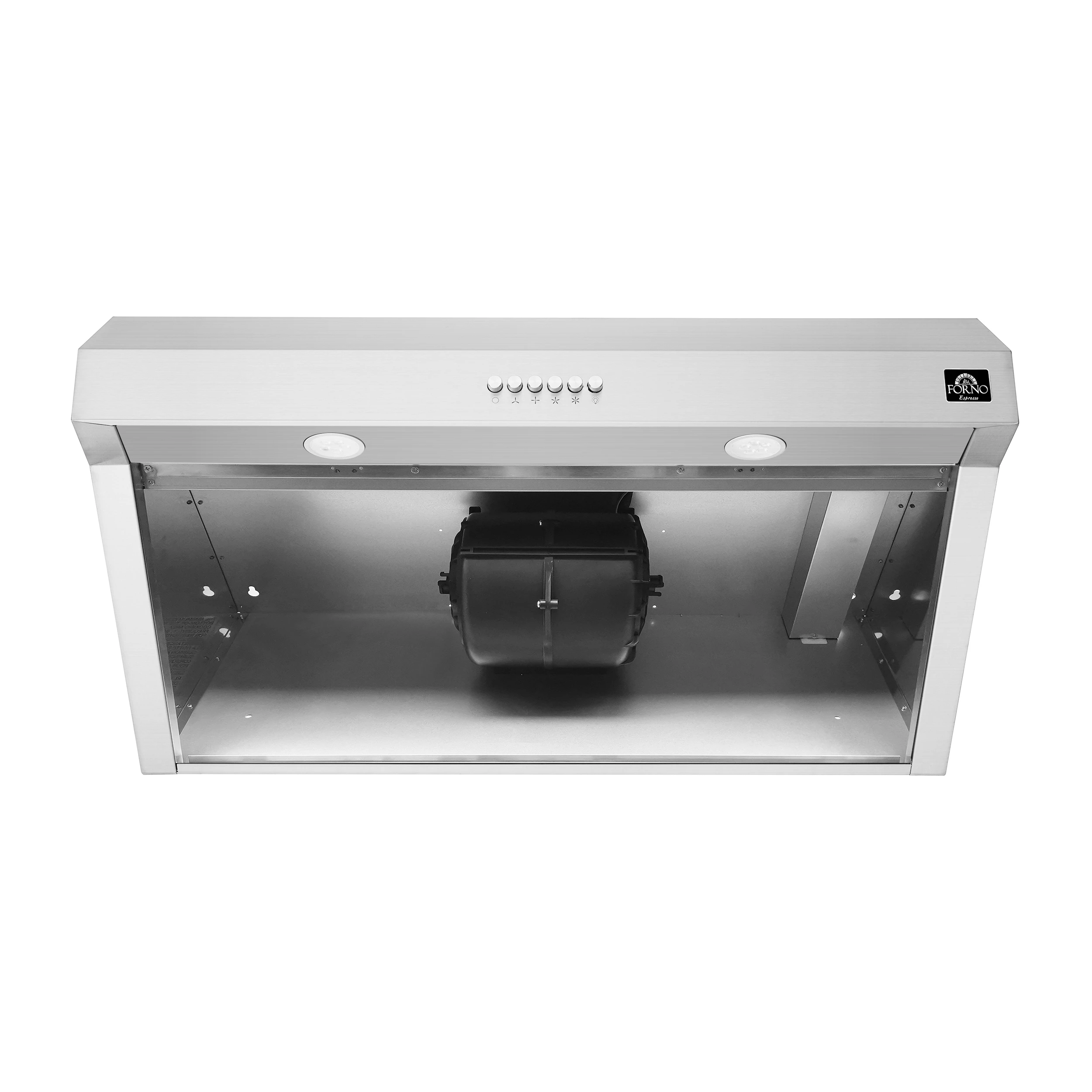 Bari Espresso 30-Inch Under Cabinet Range Hood, Stainless Steel, 400 CFM, LED Lighting, Dishwasher-Safe Baffle Filters, 4-Speed Fan Control FRHUC525530