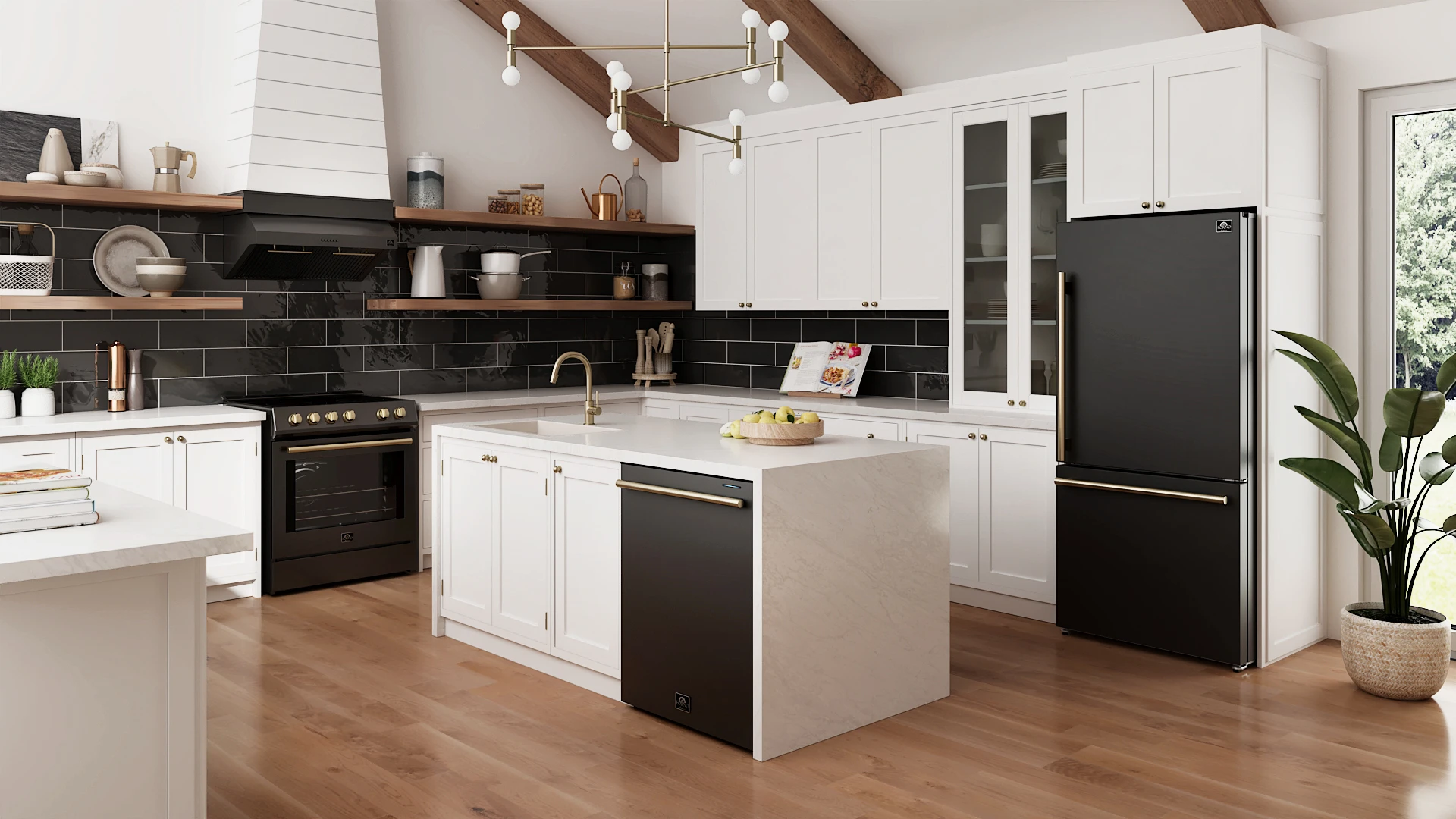 Bari Espresso 30-Inch Under Cabinet Range Hood, Black, 600 CFM, LED Lighting, Dishwasher-Safe Baffle Filters, 3-Speed Fan Control FRHUC525530BLK