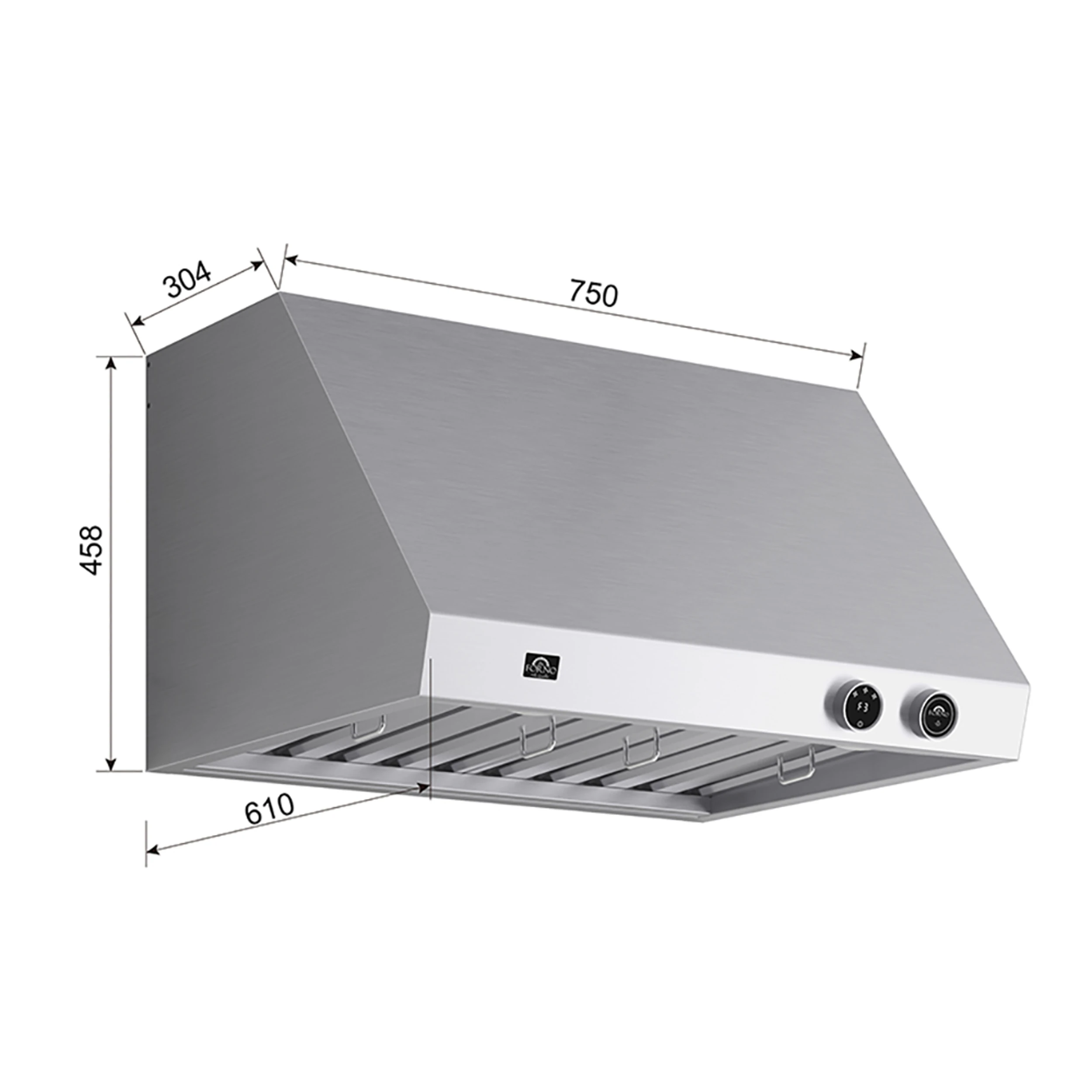Biagio 30-Inch Wall Mounted Range Hood, Stainless Steel, Heavy Duty FRHWM500930