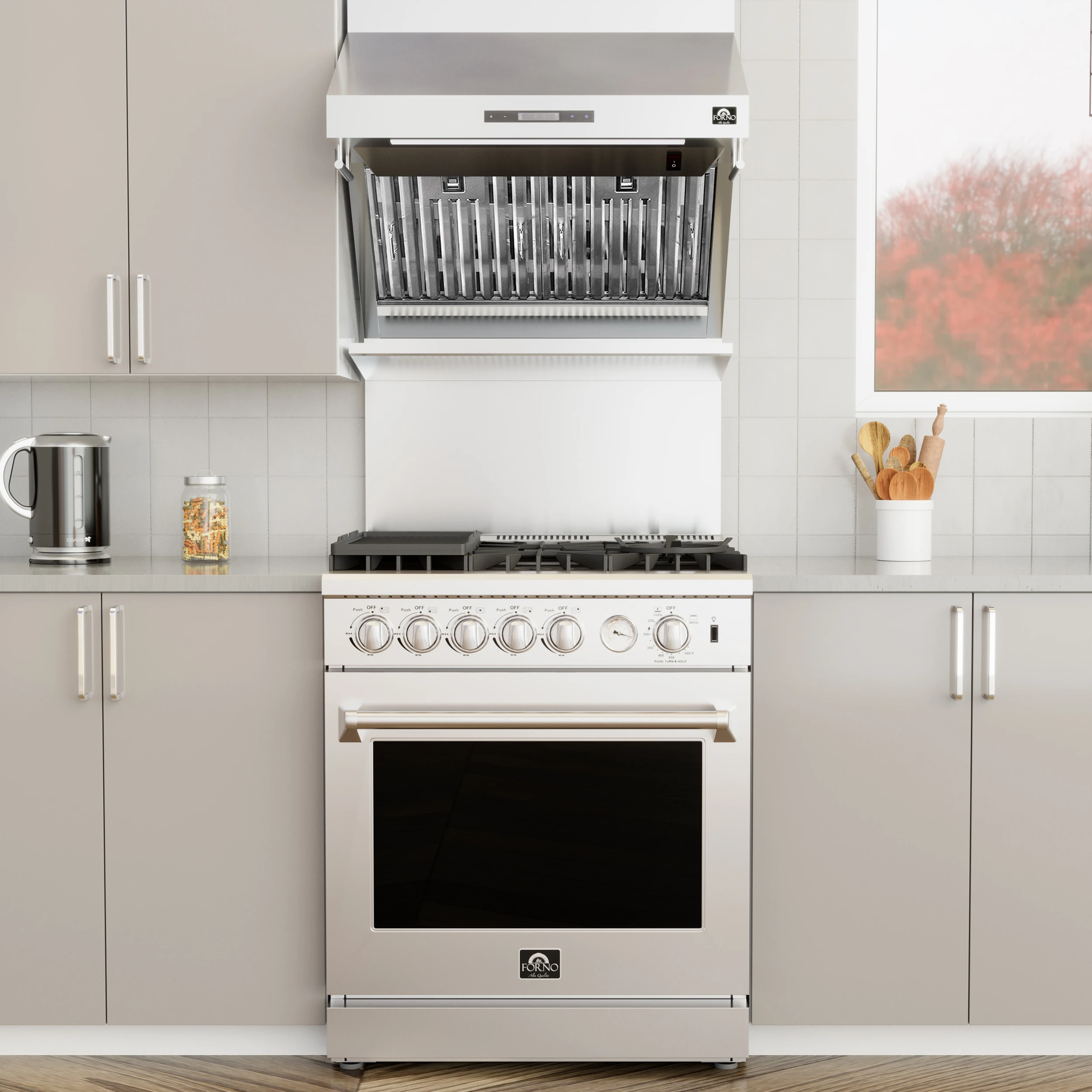 Savona 30-Inch Wall Mount Range Hood, Baffle Filters, Backsplash Included FRHWM502930