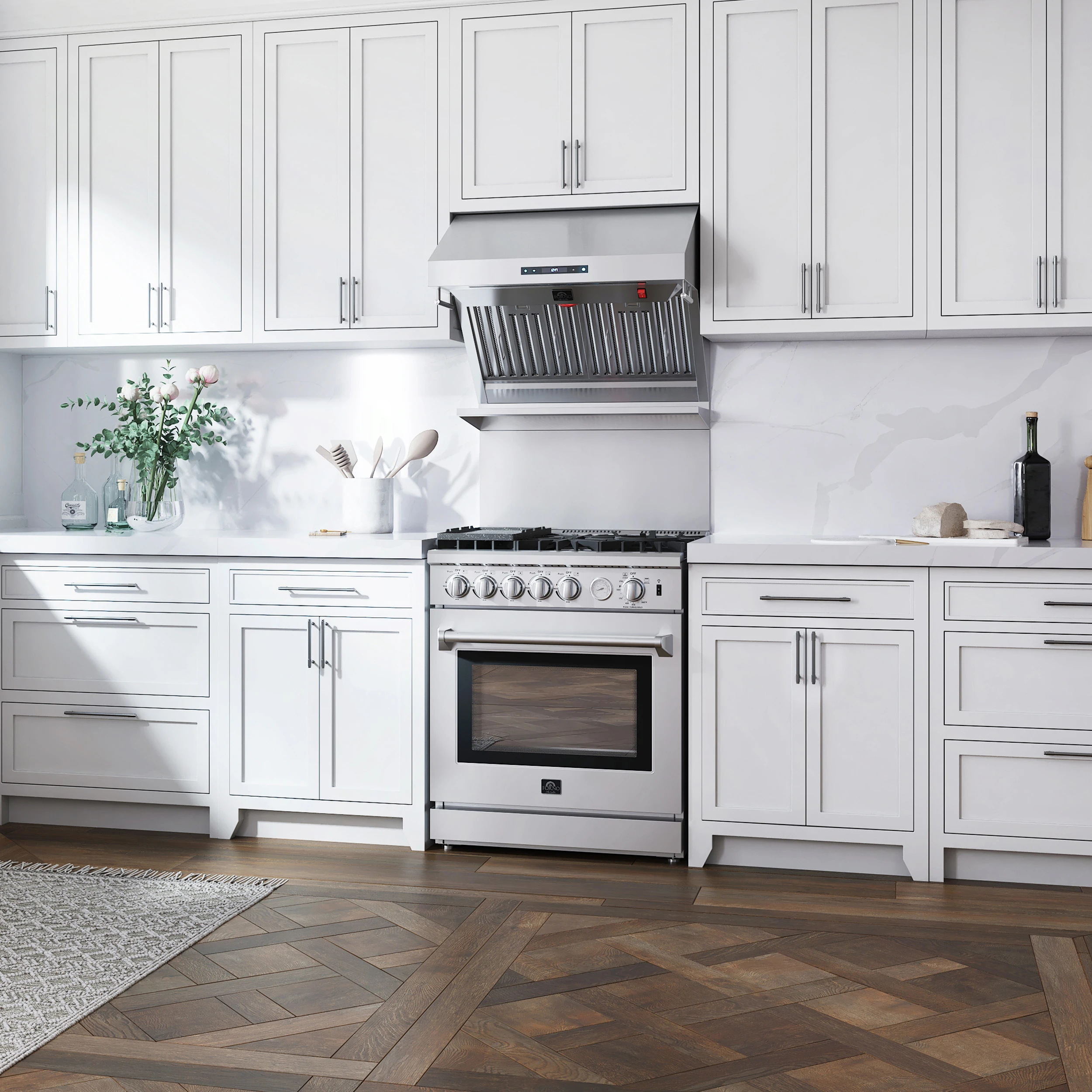 Savona 30-Inch Wall Mount Range Hood, Baffle Filters, Backsplash Included FRHWM502930