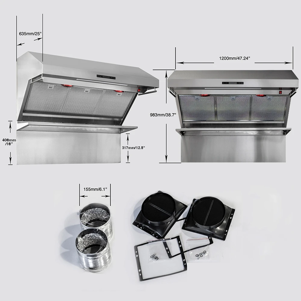 Savona 48-Inch Wall Mount Range Hood, Hybrid Filters, Backsplash Included FRHWM502948HB