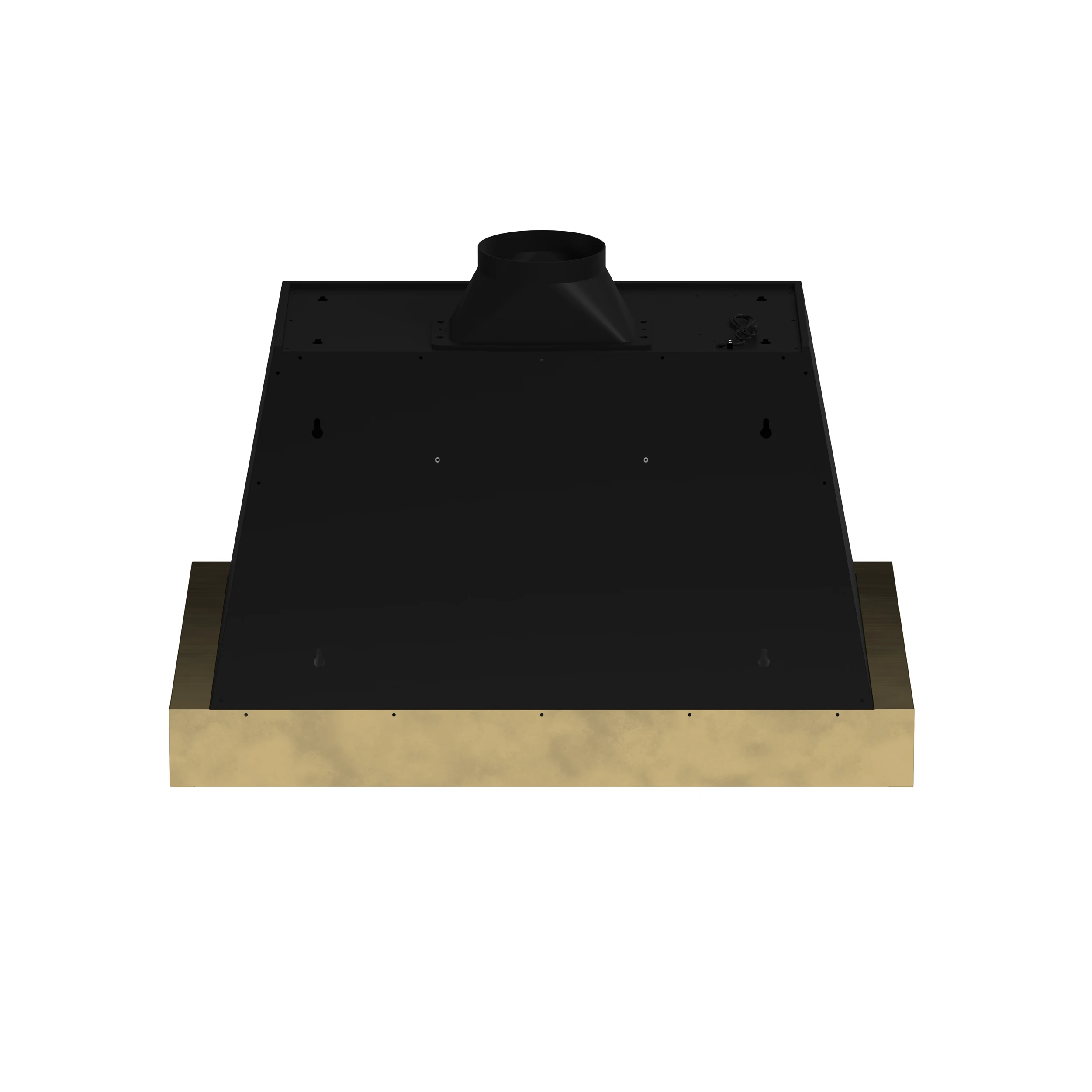 Vittorio 36-Inch Wall Mount Range Hood, Black with Antique Brass Trim, 600 CFM Airflow, Dishwasher-Safe Baffle Filters, Remote Control, 3-Speed Fan, Bright LED Lighting. FRHWM507836BLK