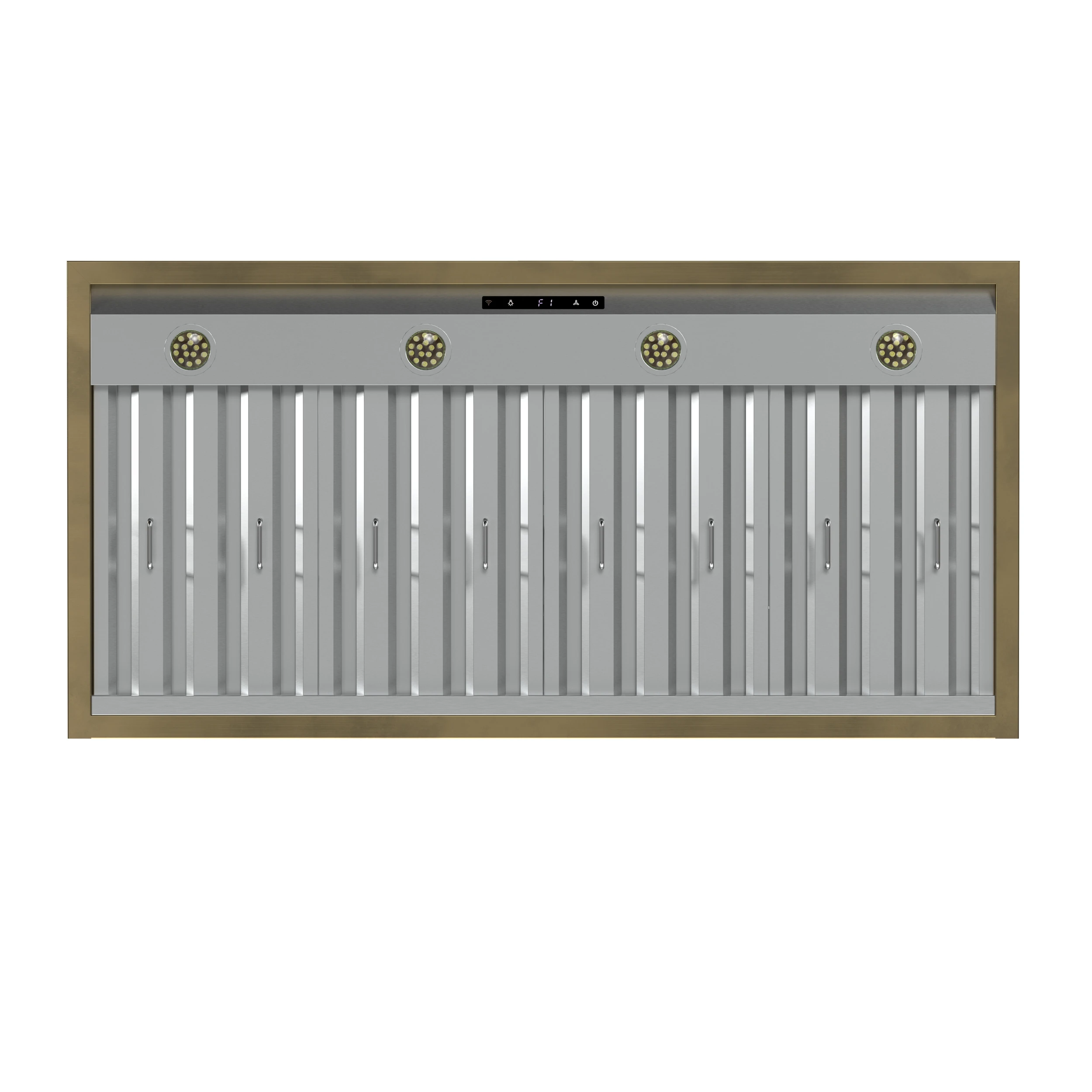 Vittorio 48-Inch Wall Mount Range Hood, White with Antique Brass Trim, 600 CFM Airflow, Dishwasher-Safe Baffle Filters, Remote Control, 3-Speed Fan, Bright LED Lighting FRHWM507848WHT