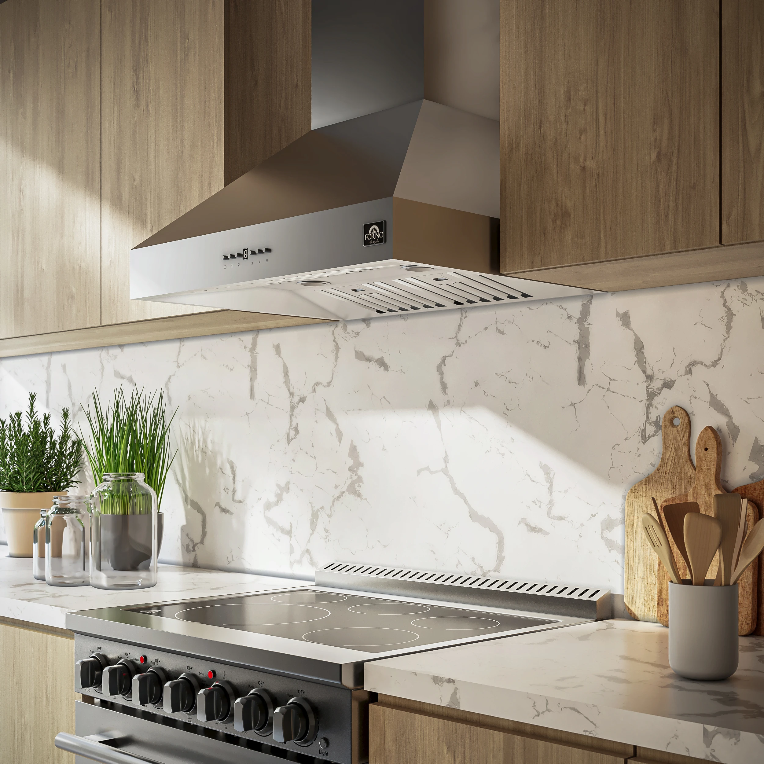 Orvieto 30-Inch Wall Mount Range Hood, LED Lighting, Heavy Duty, Stainless Steel FRHWM509430