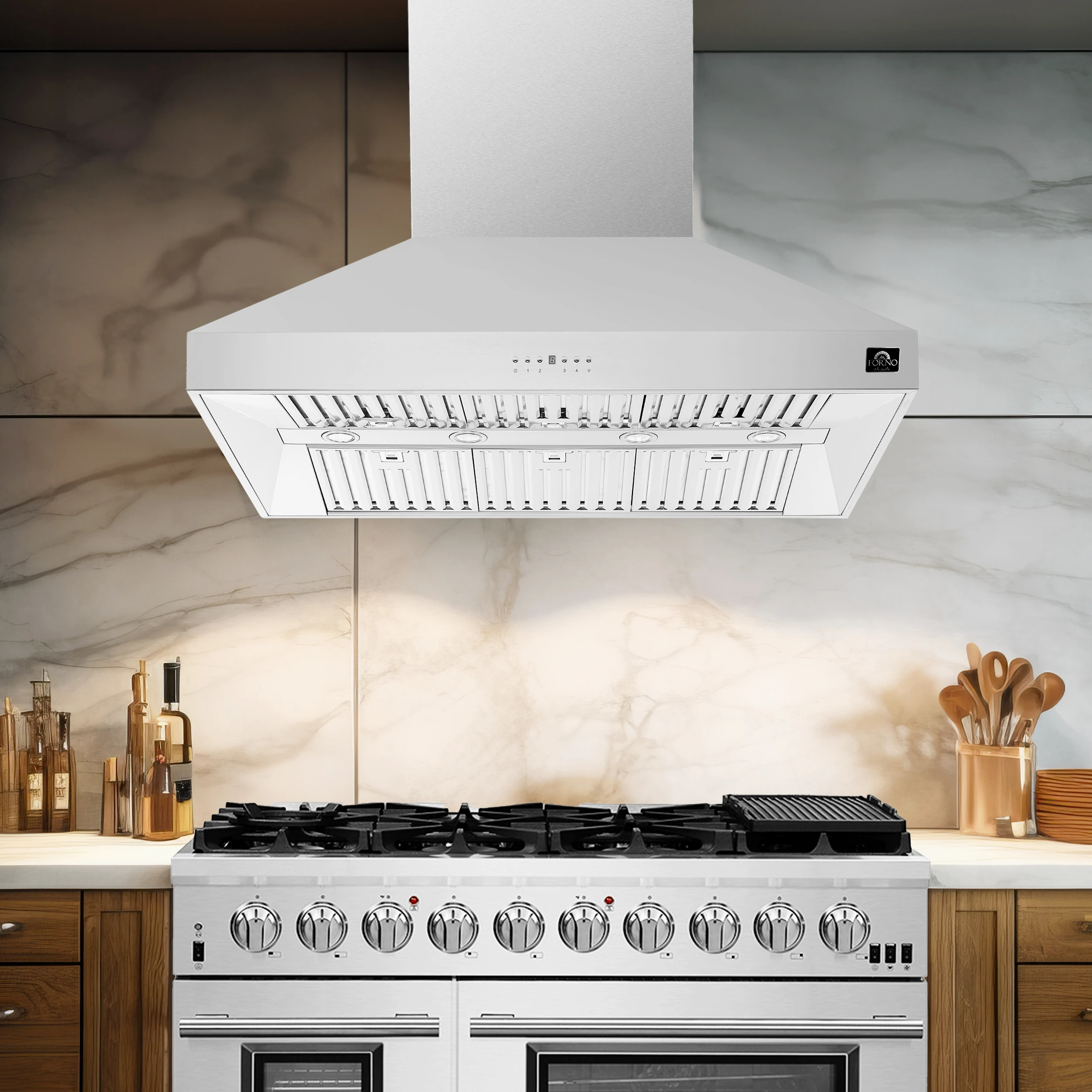Orvieto 48-Inch Wall Mount Range Hood, LED Lighting, Heavy Duty, Stainless Steel FRHWM509448
