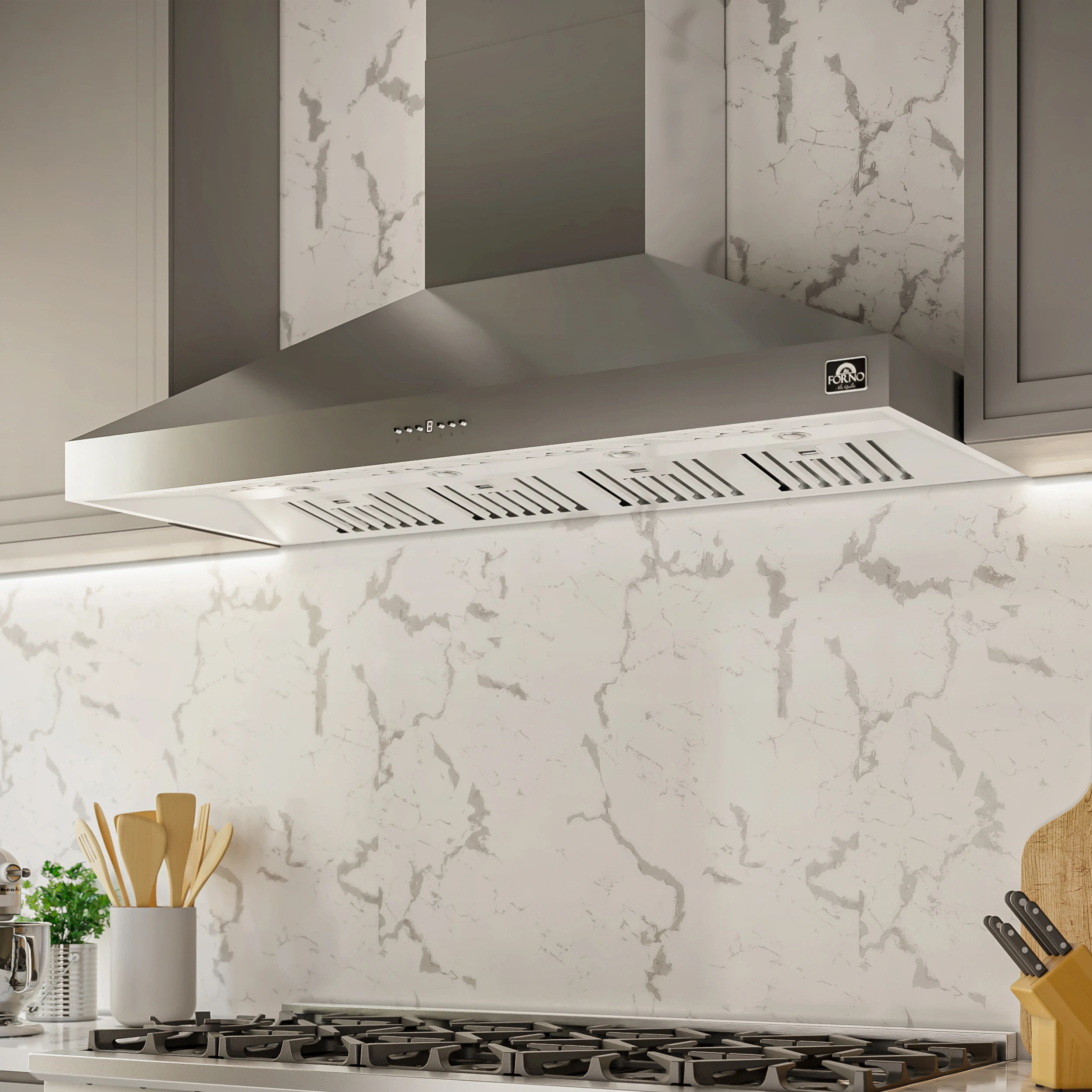 Orvieto 60-Inch Wall Mount Range Hood, LED Lighting, Heavy Duty, Stainless Steel FRHWM509460