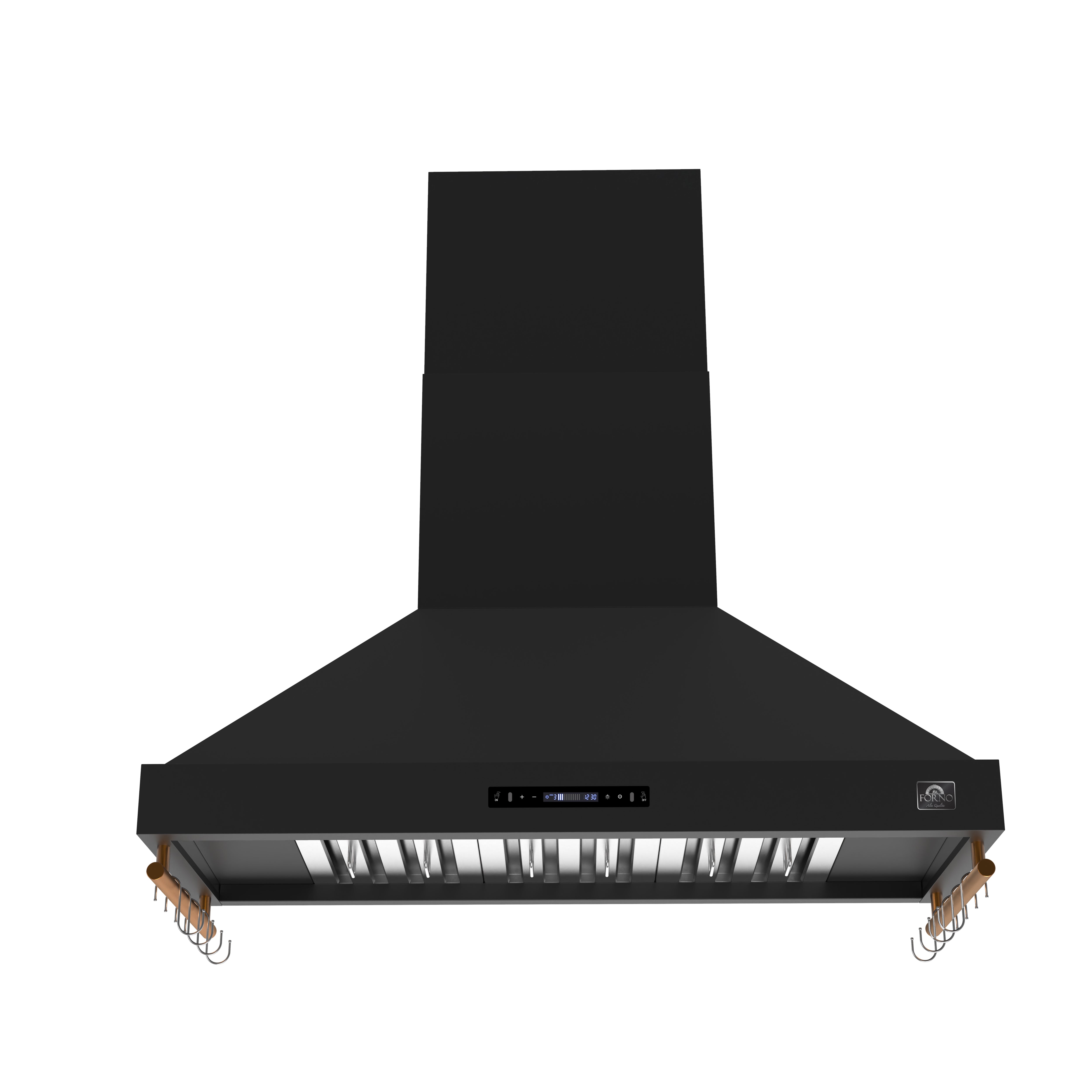 Venezia 48 Inch Wall-Mounted Range Hood in with Antique Brass Accessories, Touch Controls and Baffle Filters FRHWM550348BLK