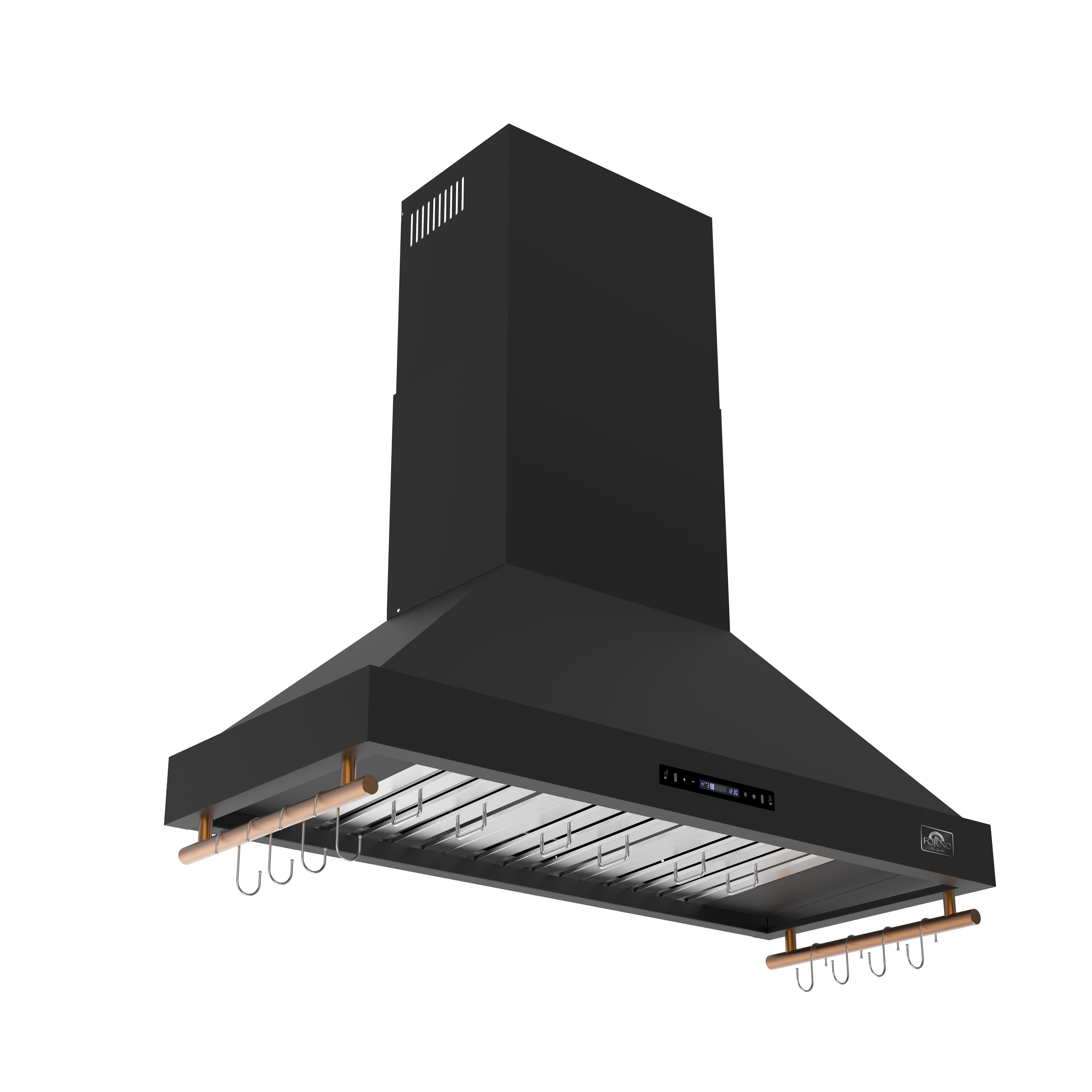Venezia 48 Inch Wall-Mounted Range Hood in with Antique Brass Accessories, Touch Controls and Baffle Filters FRHWM550348BLK
