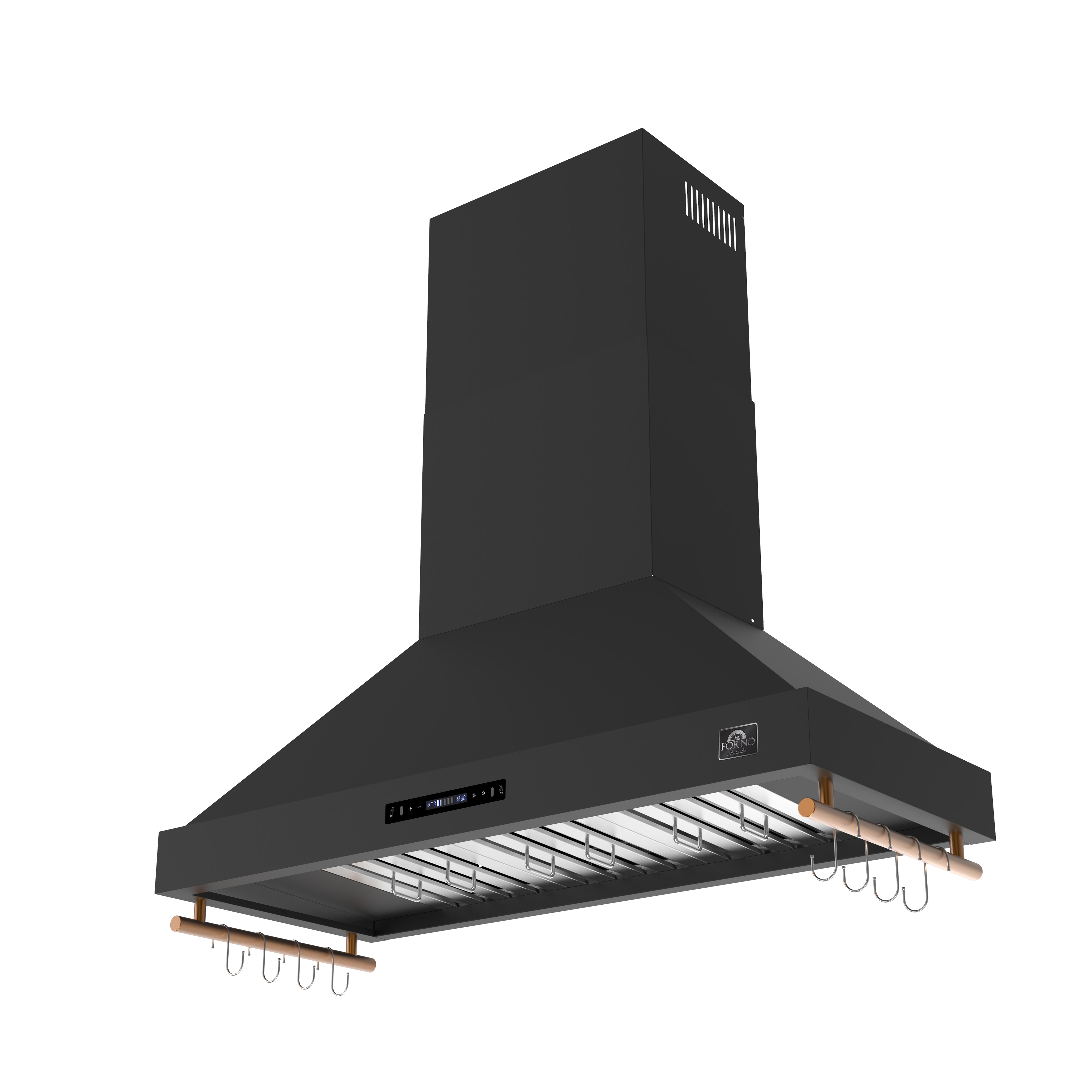Venezia 48 Inch Wall-Mounted Range Hood in with Antique Brass Accessories, Touch Controls and Baffle Filters FRHWM550348BLK
