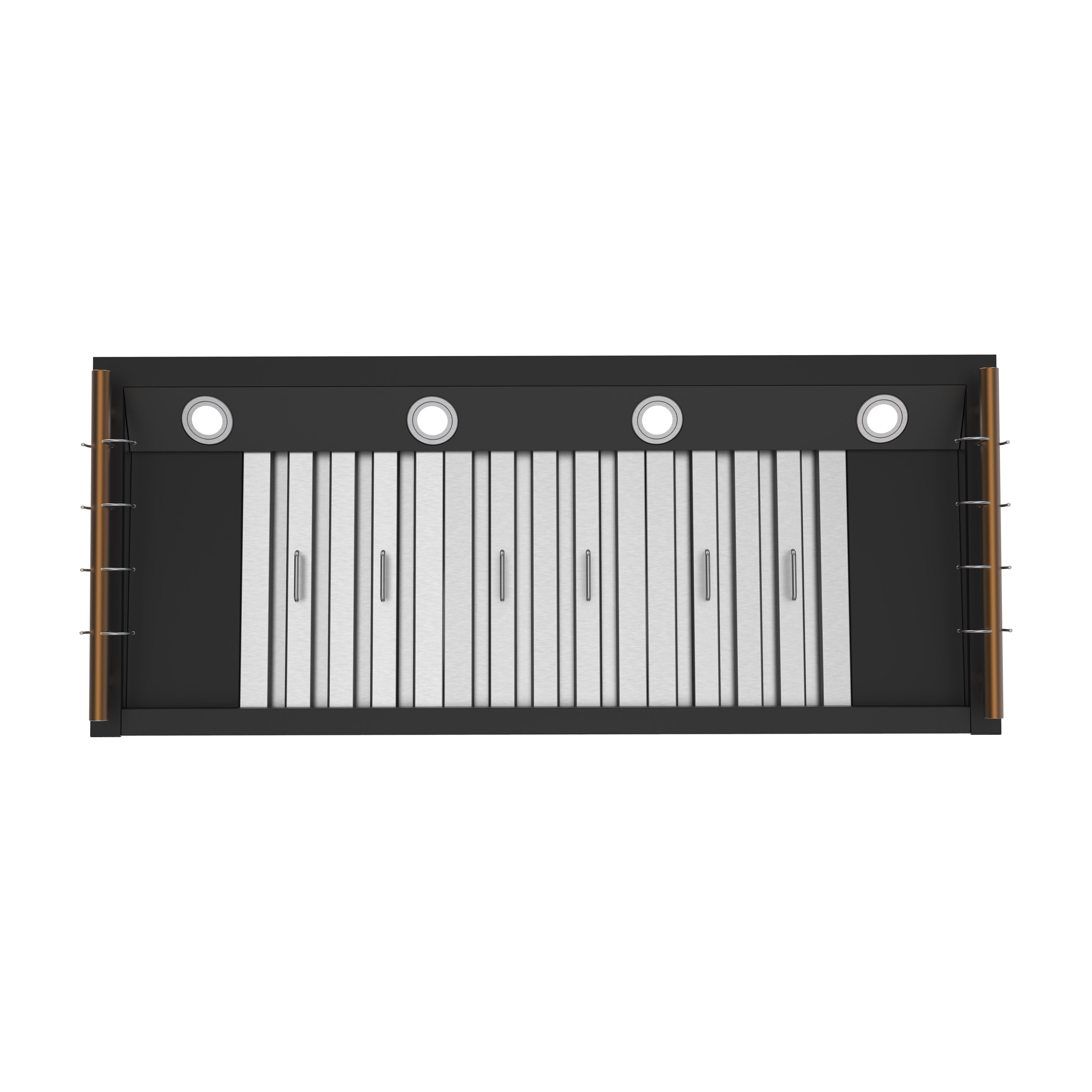 Venezia 48 Inch Wall-Mounted Range Hood in with Antique Brass Accessories, Touch Controls and Baffle Filters FRHWM550348BLK