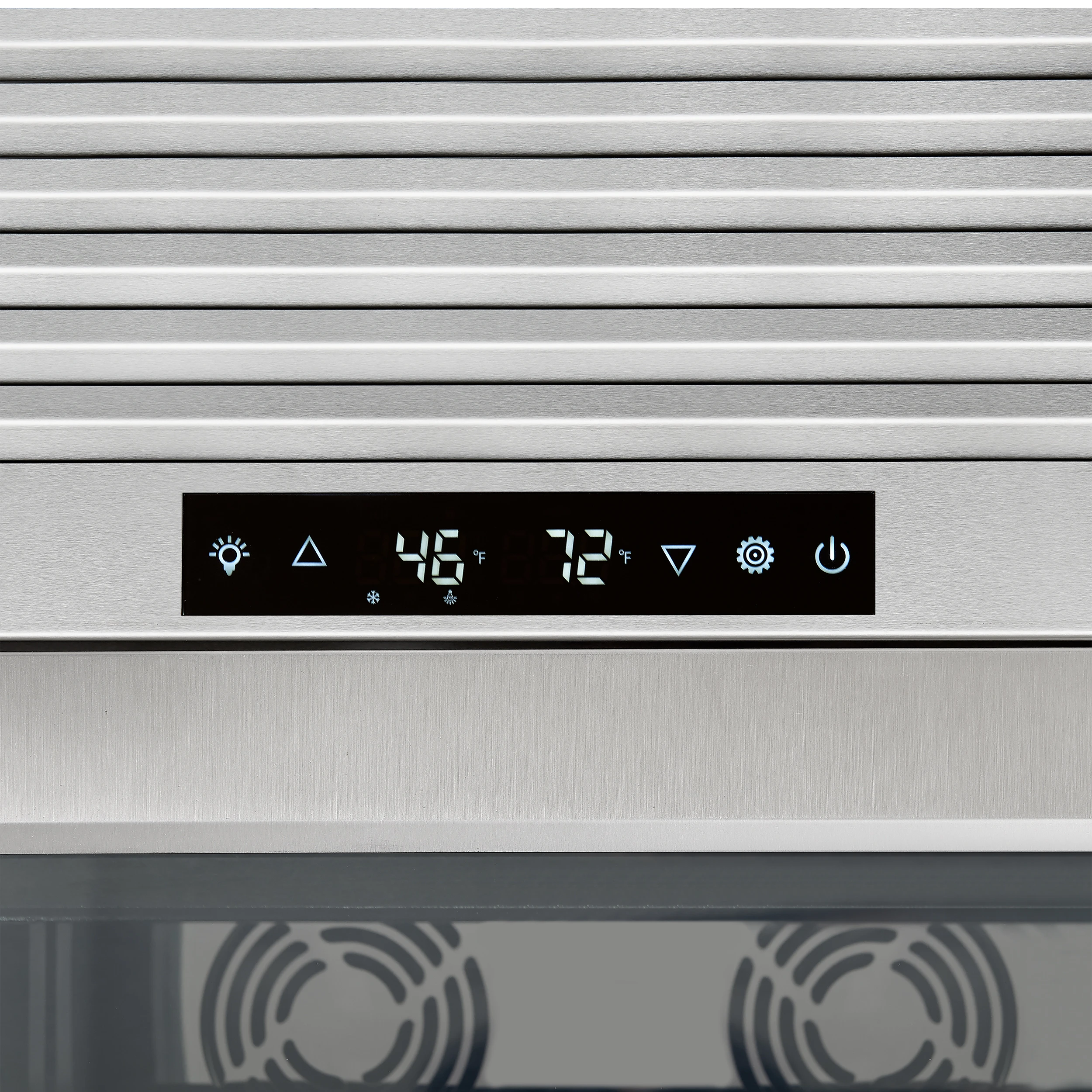 Abruzzo 48-Inch Dual Zones Wine Cellar, 102 Bottles, 24 cu. ft., Green Acrylic Holders & Black Shelves FWCDR661048S