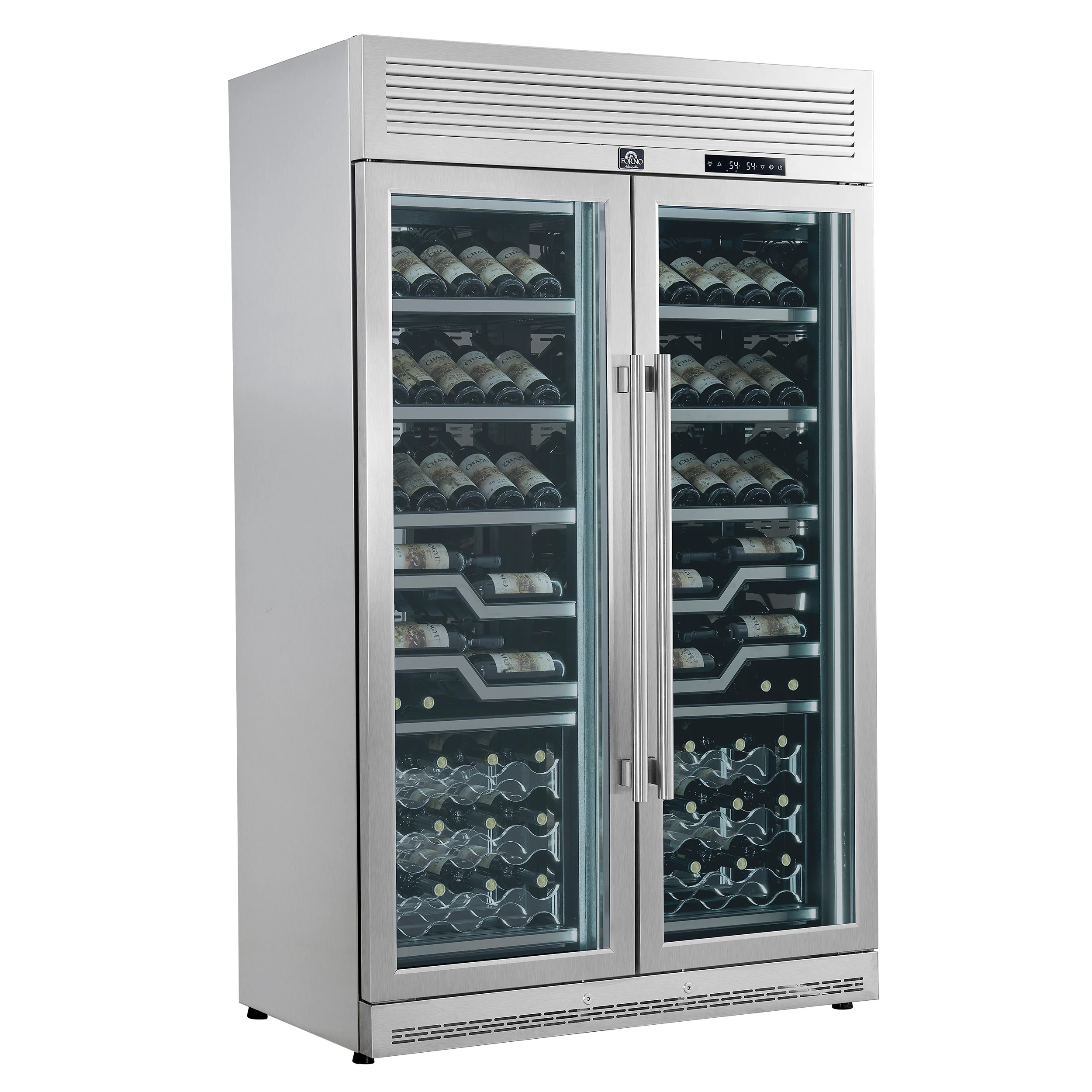 Abruzzo 48-Inch Dual Zone Wine Cellar, 102 Bottles, 24 cu. ft., Clear Acrylic Holders & Stainless Trim Shelves FWCDR661148S