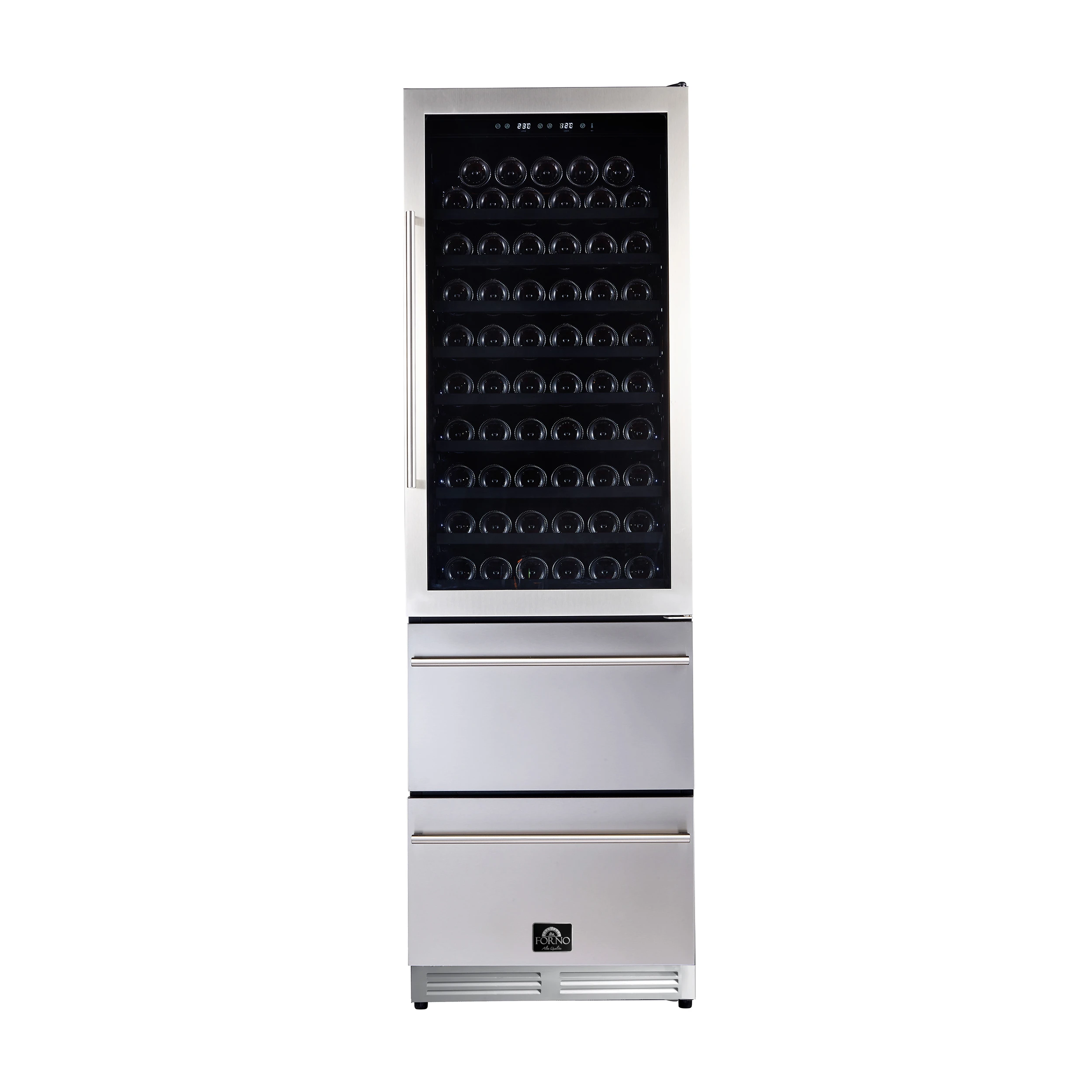 Azienda 24-Inch Dual Temperature Zone Wine Cooler, Up to 108 Bottles, Two Refrigerated Drawers, Adjustable Temperature Zones, Energy Efficient FWCDR662824S