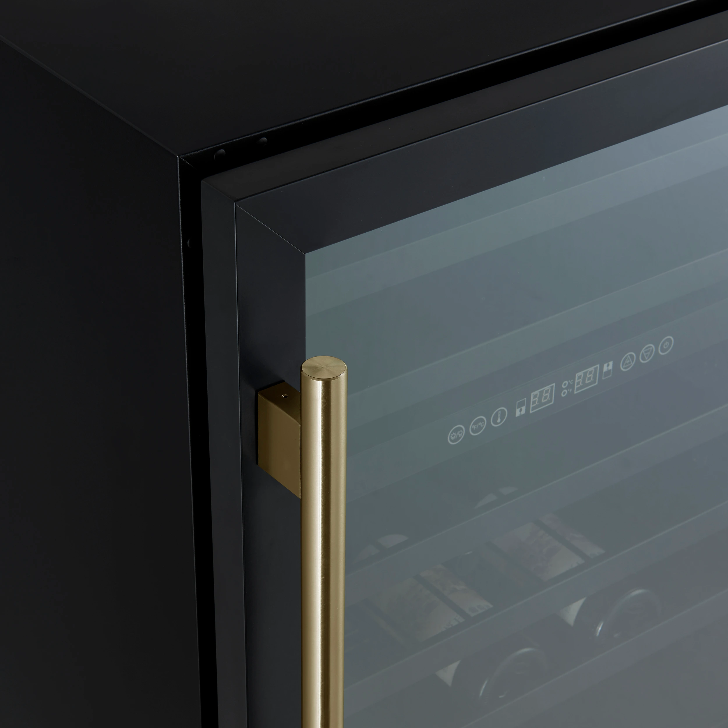 Bacchino 24 Inch Wine Cooler, Black with Antique Brass Handles, with LED Lighting, Triple Glass Door, 51 Bottle Capacity, Built-In or Freestanding FWCDR663424BLK