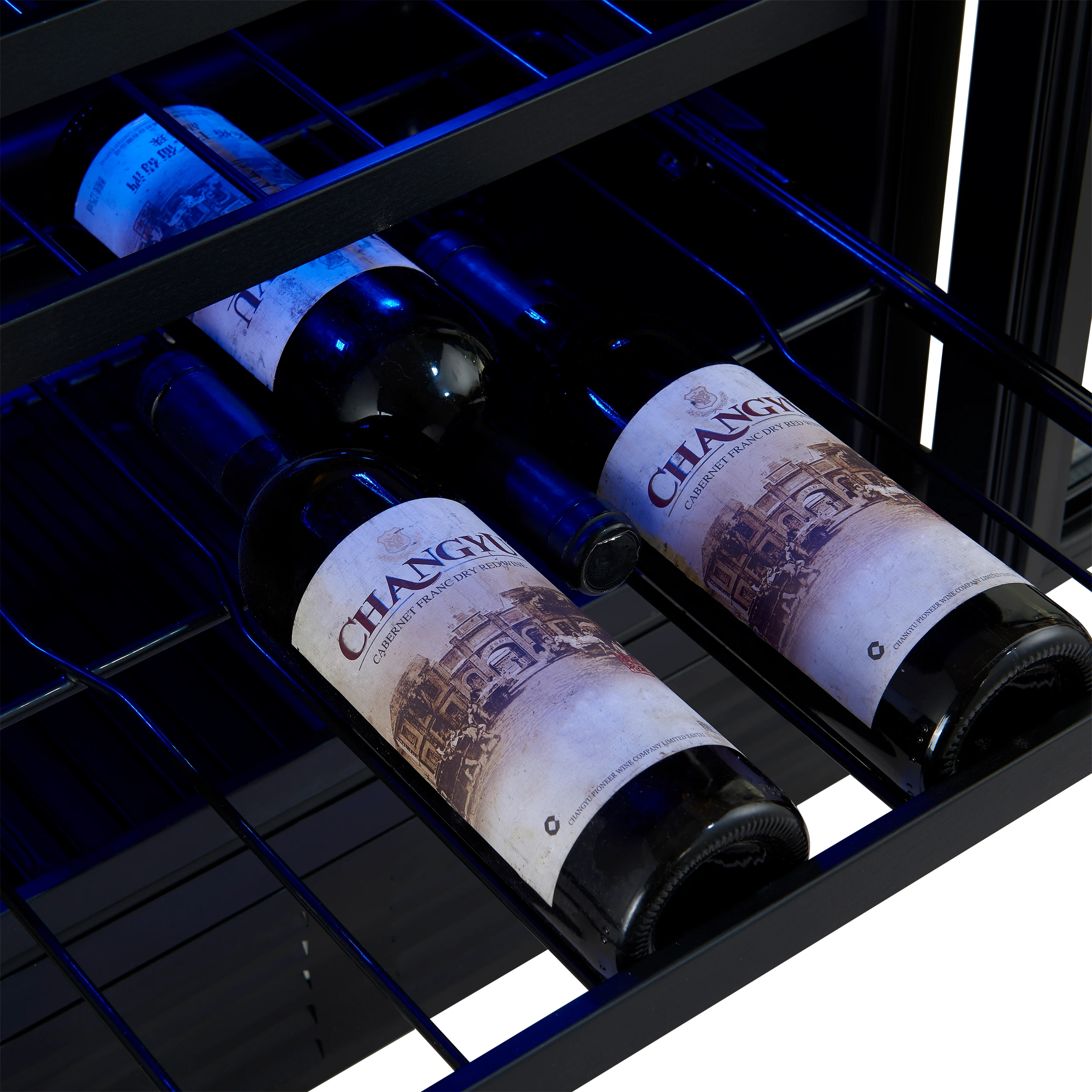 Bacchino 24 Inch Wine Cooler, Black with Antique Brass Handles, with LED Lighting, Triple Glass Door, 51 Bottle Capacity, Built-In or Freestanding FWCDR663424BLK