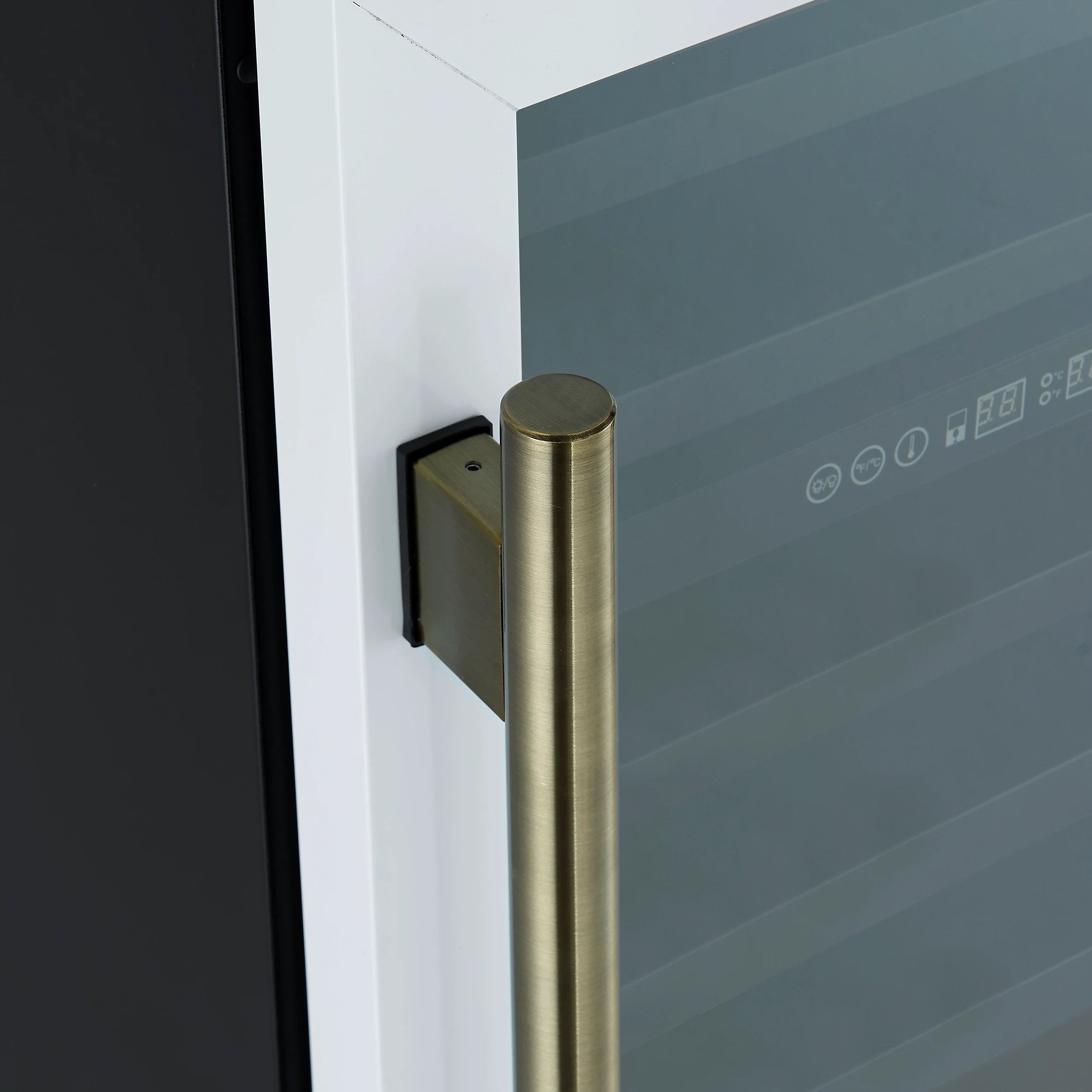 Bacchino 24 Inch Wine Cooler, White with Antique Brass Handles, with LED Lighting, Triple Glass Door, 51 Bottle Capacity, Built-In or Freestanding FWCDR663424WHT