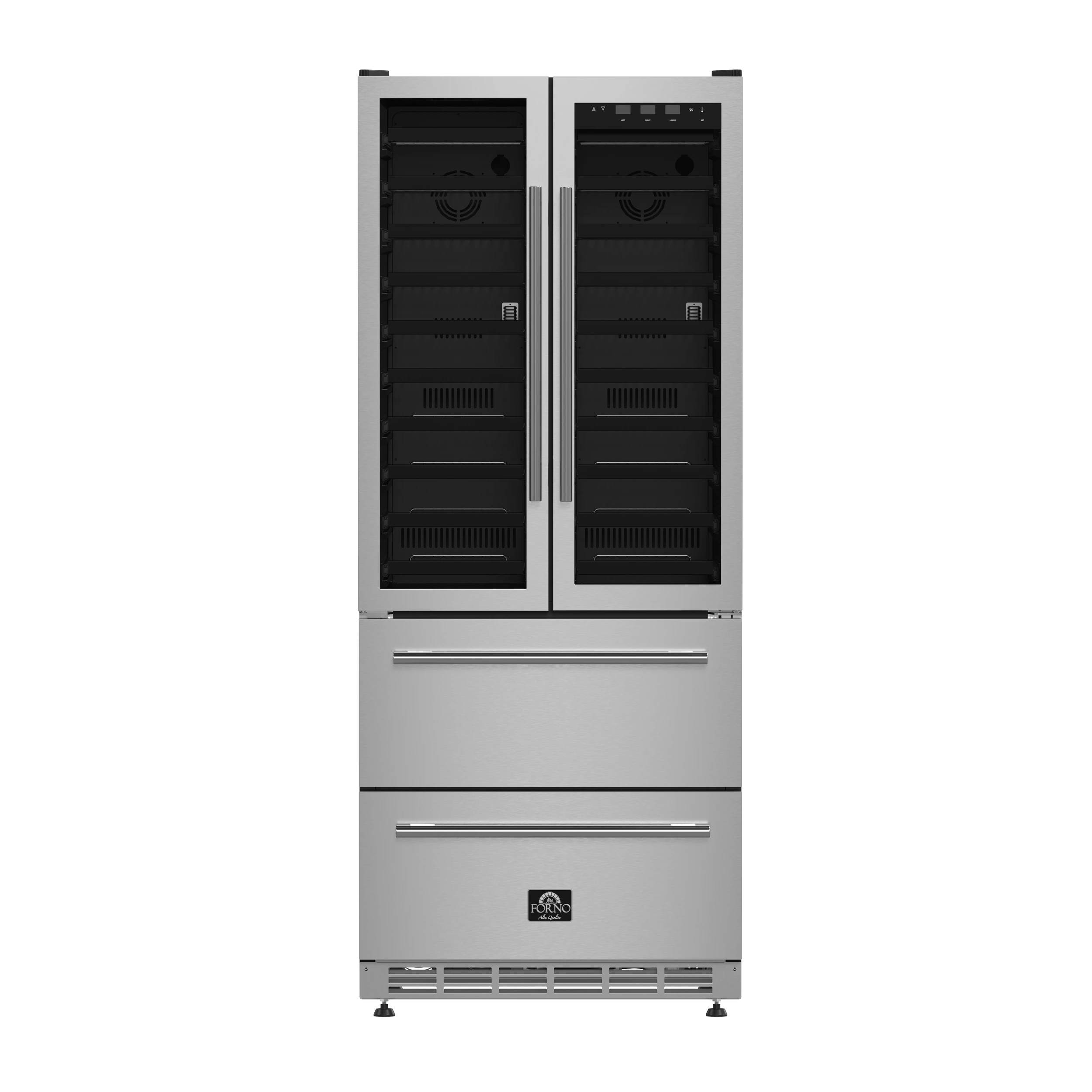 Campania 32-Inch Wine Cooler, Stainless Steel, Dual Wine Zones, Two Beverage Drawers, 17.7 cu.ft FWCDR663532S