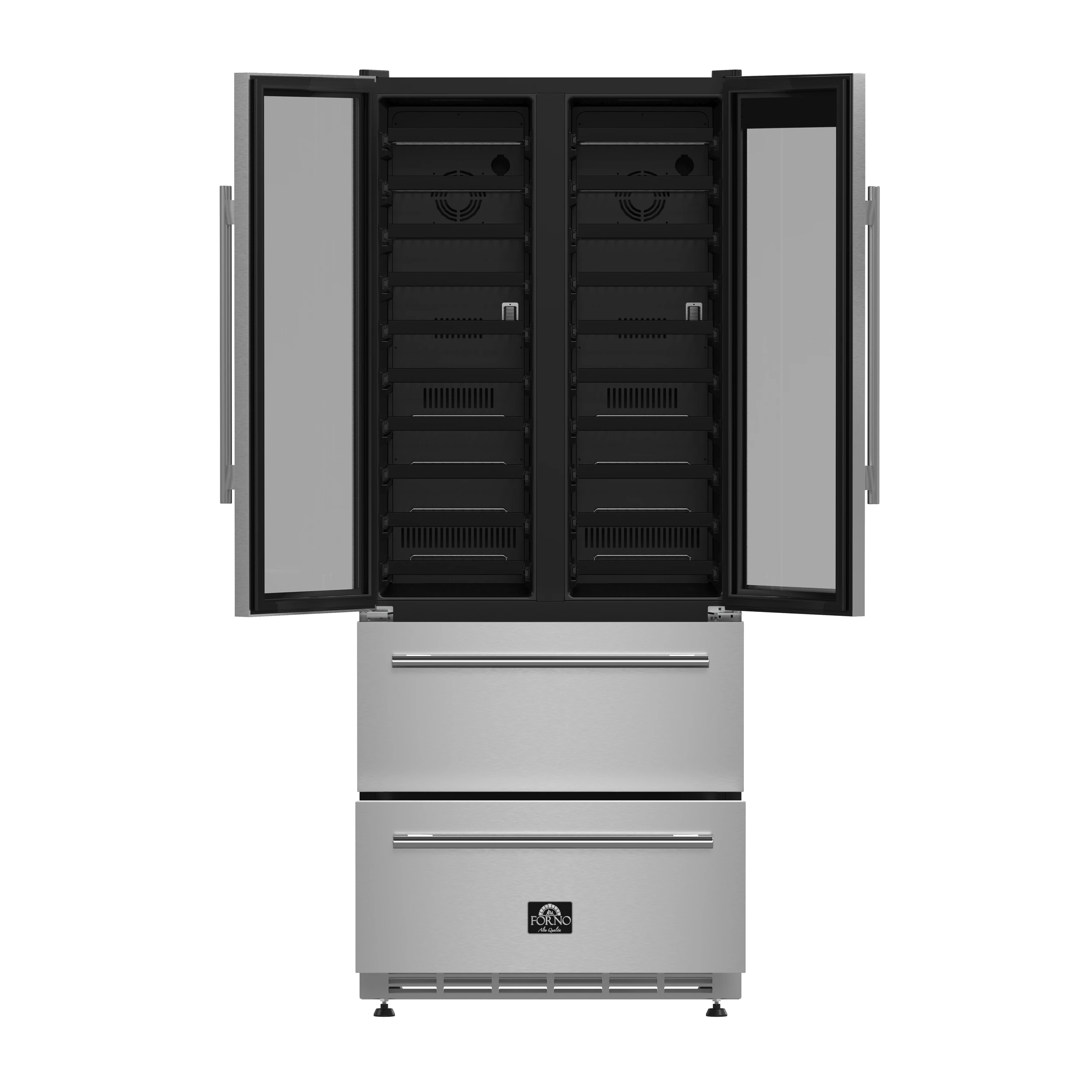 Campania 32-Inch Wine Cooler, Stainless Steel, Dual Wine Zones, Two Beverage Drawers, 17.7 cu.ft FWCDR663532S