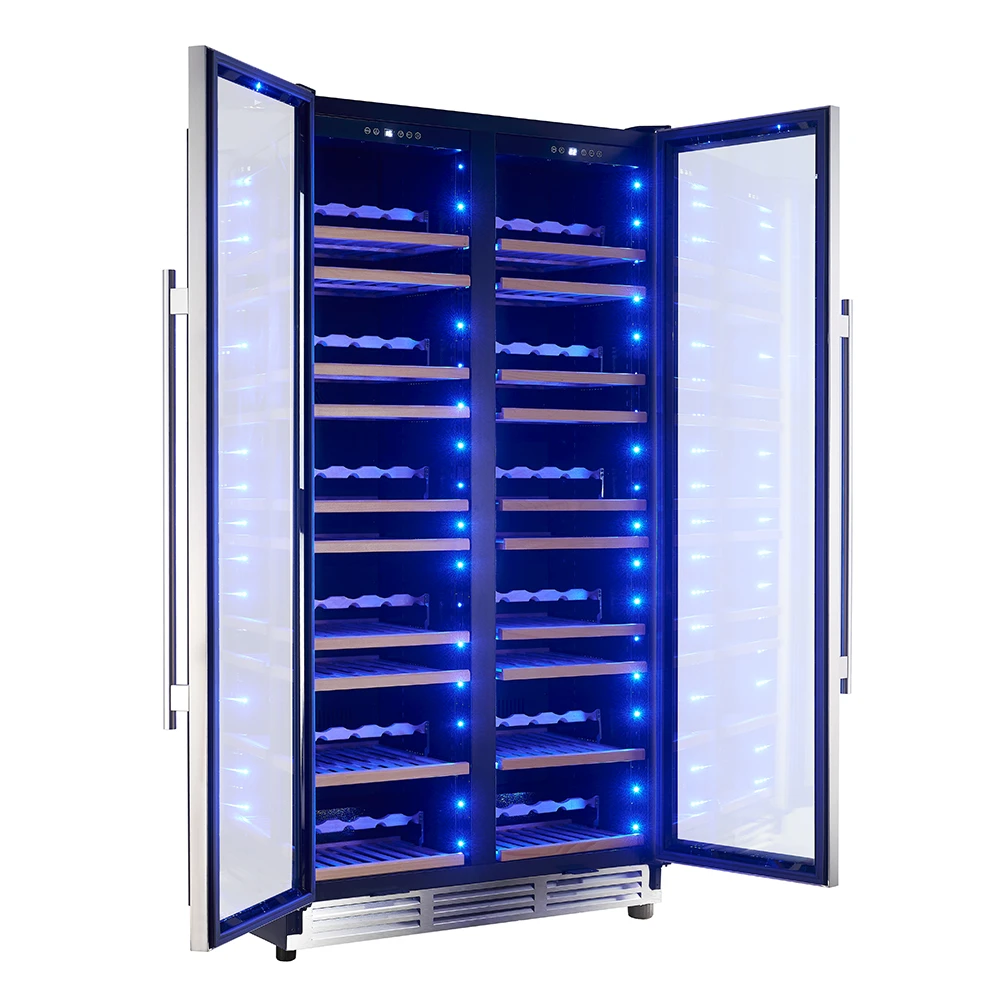Vernazza 40-Inch Side-by-Side Dual Zone Wine Cellar, 25.07 cu.ft Capacity, Stainless Steel, Temperature Control, UV-Protected Glass Door, Wooden Shelves FWCDR664240S