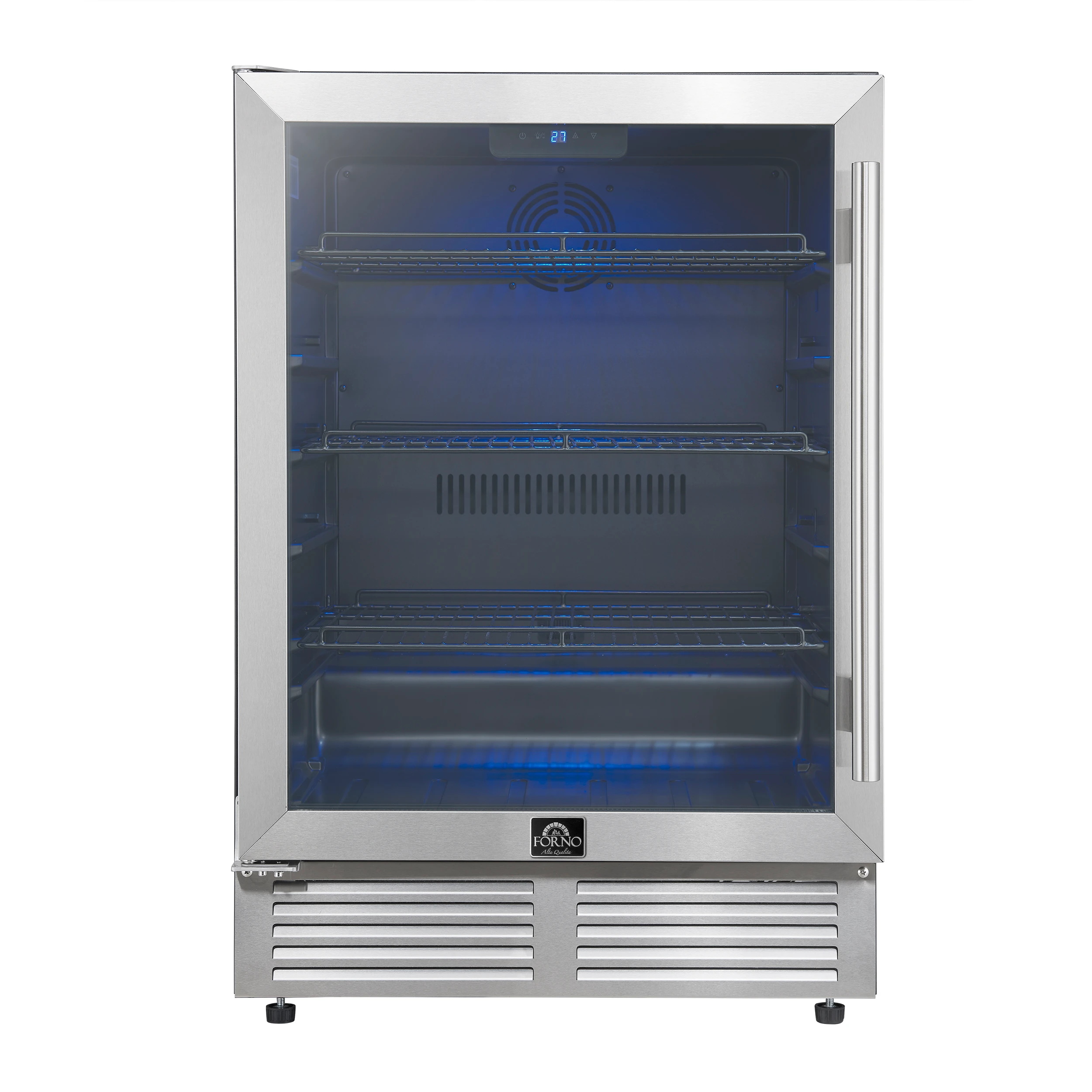 Frescolino 24 Inch Beverage Cooler, Stainless Steel, with LED Lighting, Triple Glass Door, 188 Can Capacity, Built-In or Freestanding FWCDR666524S