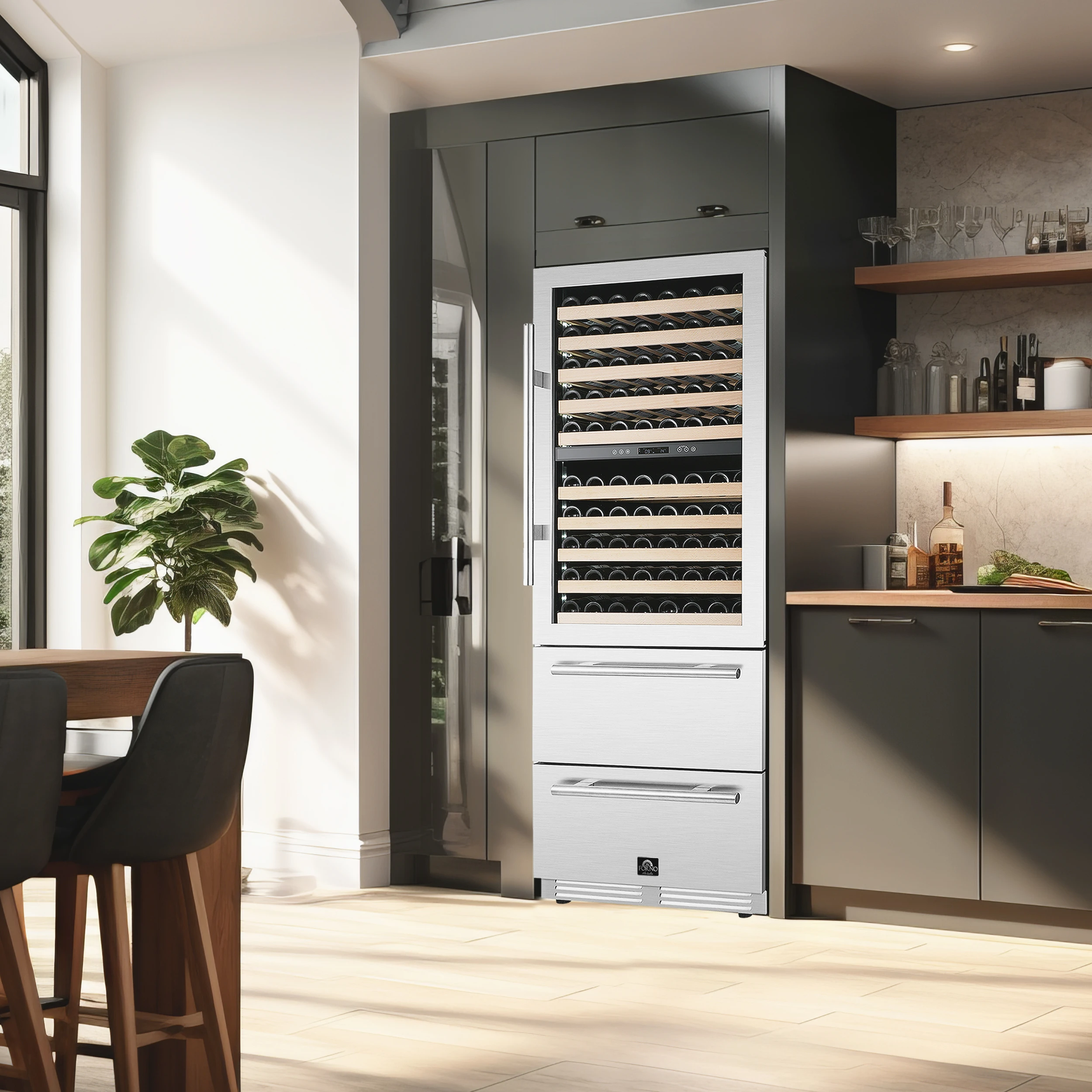 Celano 30-Inch Dual Zone Wine Cooler and Beverage Cooler, 21.3 cu.ft, Stainless Steel FWCDR669730S