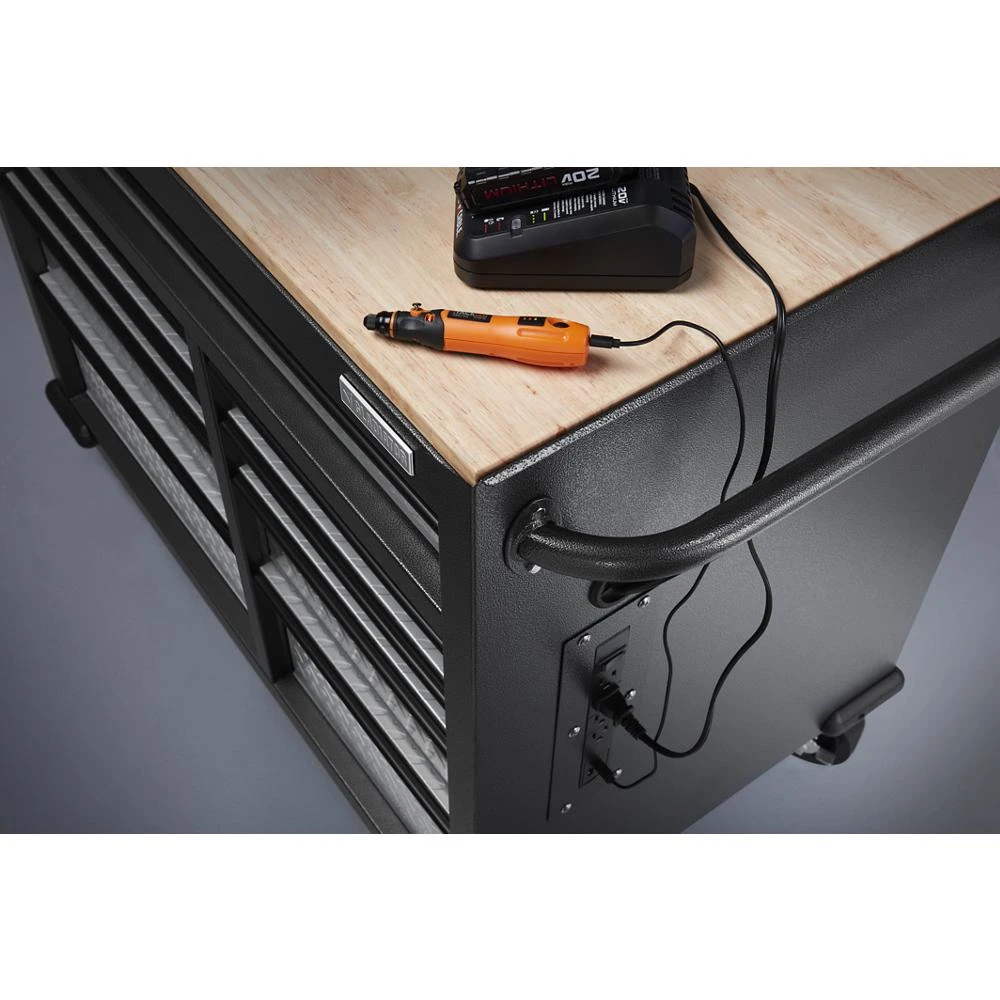Premier 41 inch 9-drawer Mobile Tool Workbench with Solid Wood Top GAMT41HWJG