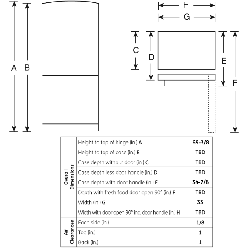23.1 Cu. Ft. Bottom Freezer Refrigerator GBSC3HBXWW