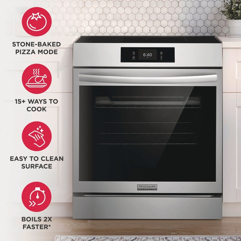 30" Front Control Induction Range with Stone-Baked Pizza GCFI3070BF