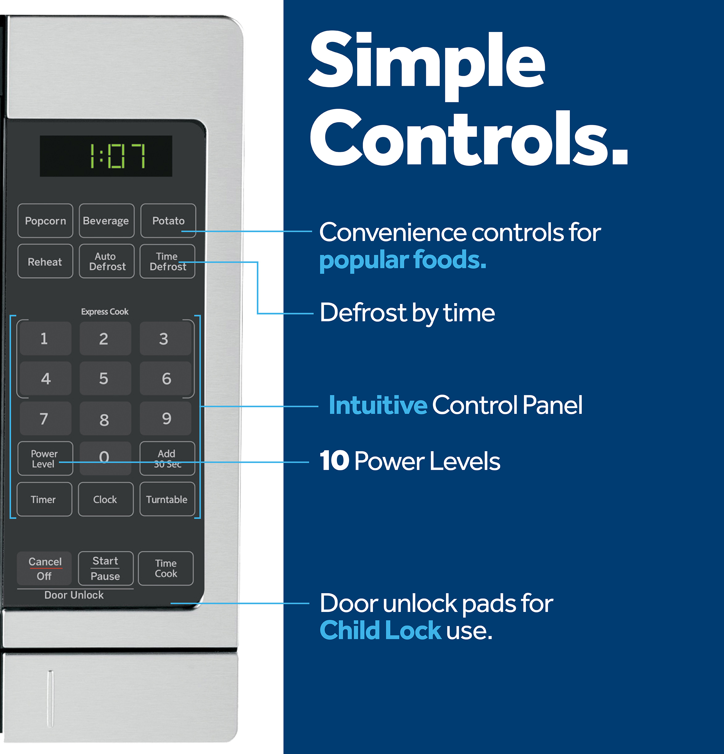 0.7 Cu. Ft. Capacity Countertop Microwave Oven GCST07N1WSS