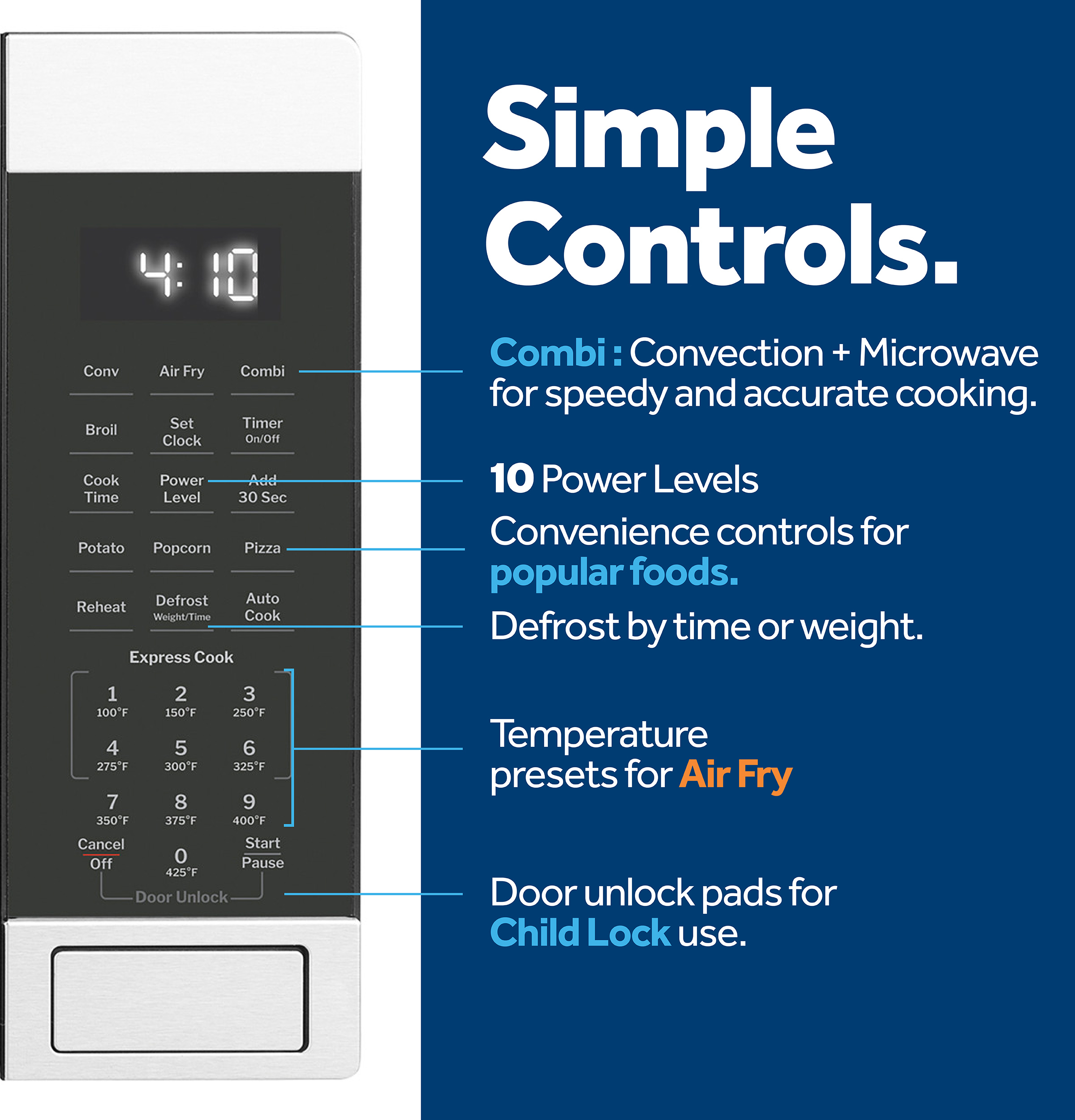1.0 Cu. Ft. Capacity Countertop Convection Microwave Oven with Air Fry GCST10A1WSS