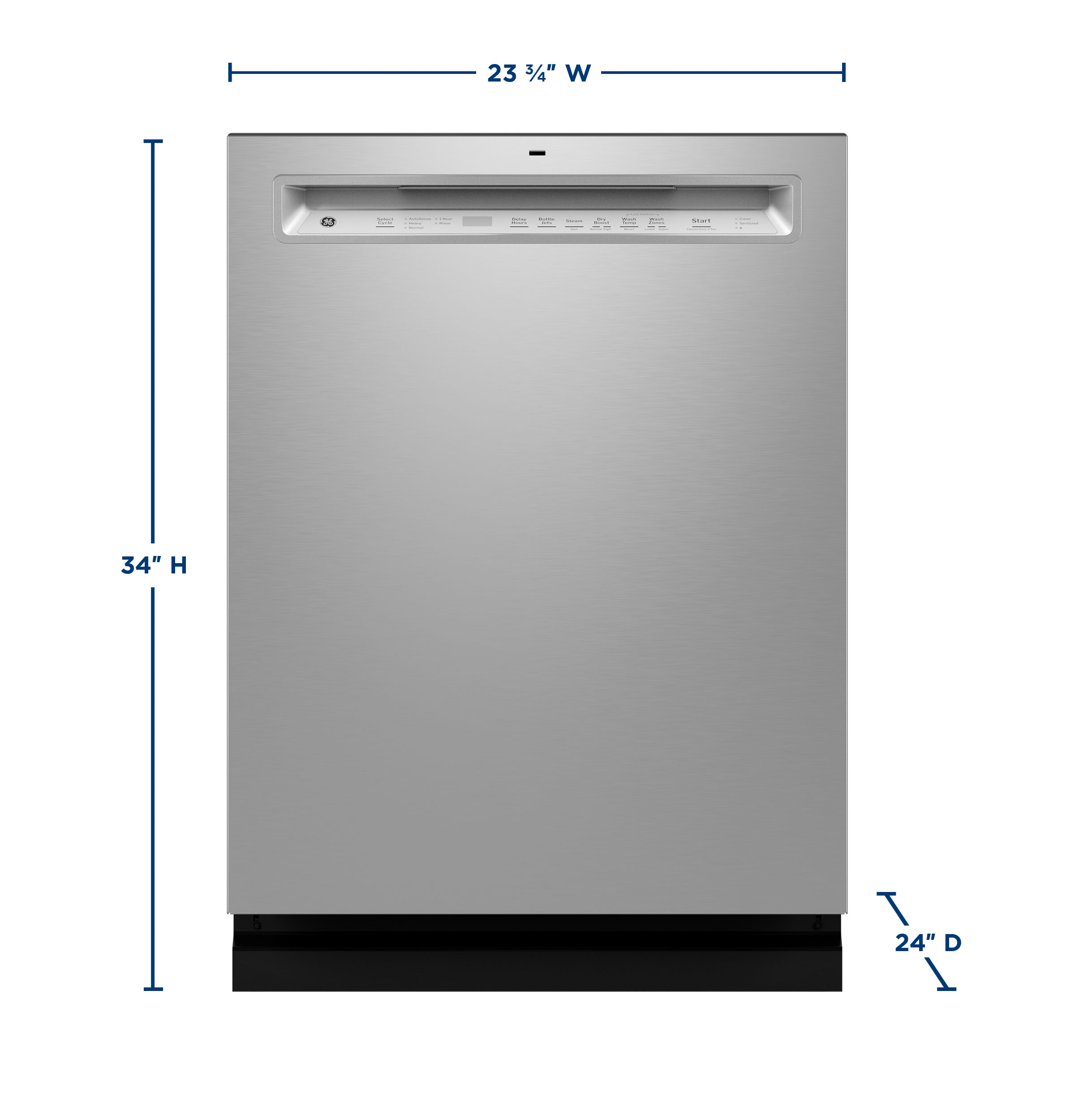 Front Control with Stainless Steel Interior Dishwasher with Sanitize Cycle GDF650SYVFS