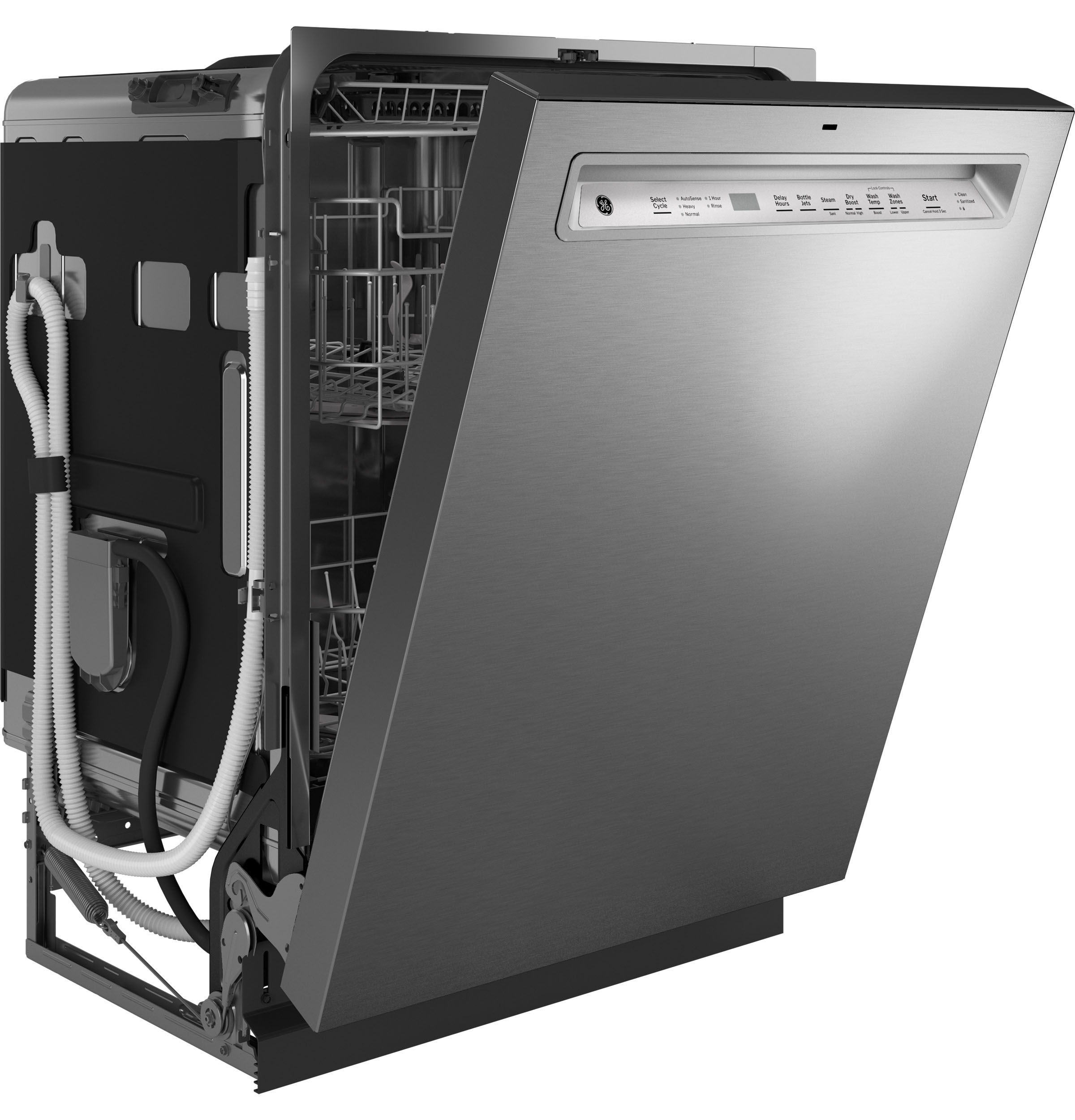 Front Control with Stainless Steel Interior Dishwasher with Sanitize Cycle GDF650SYVFS