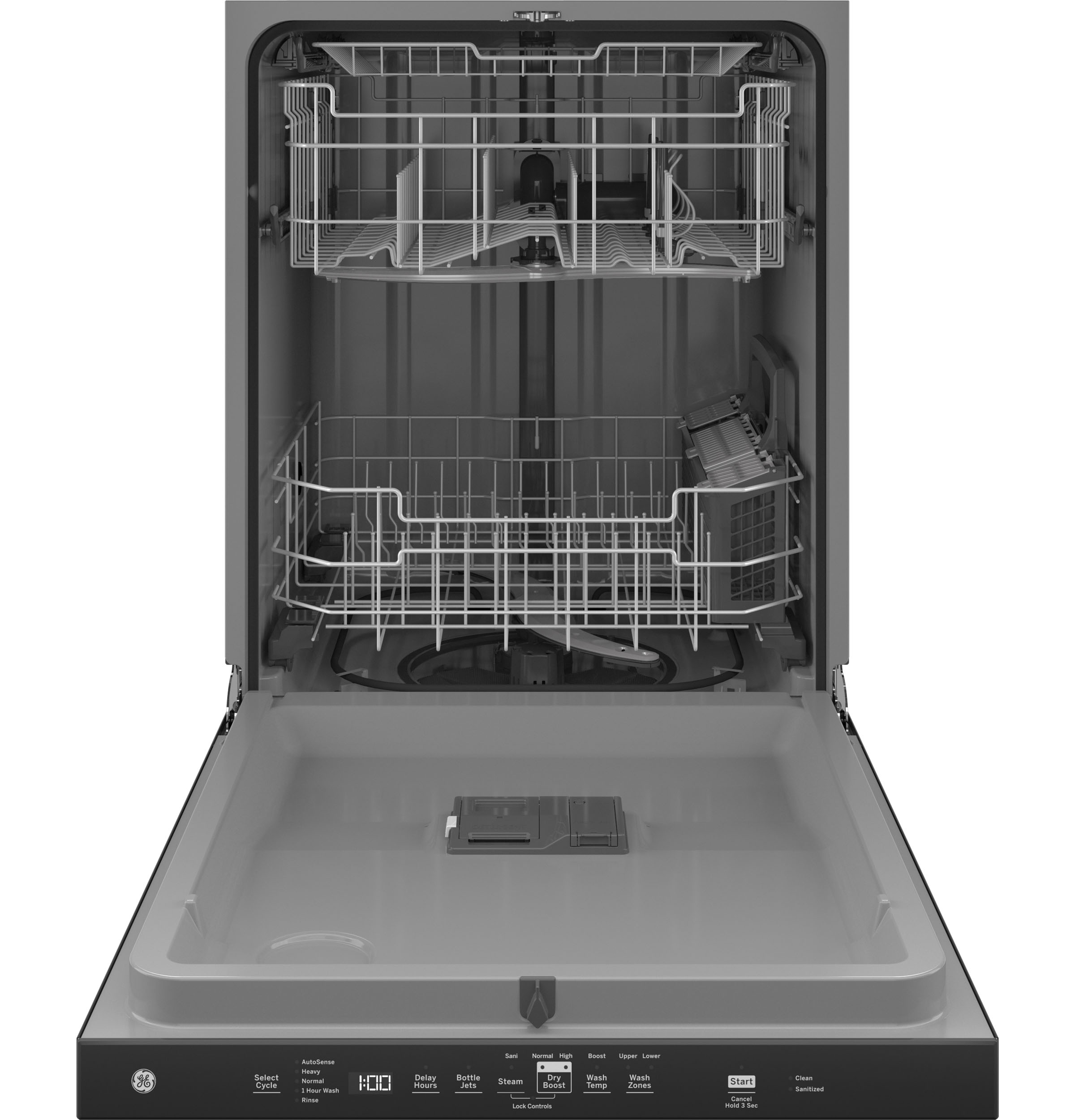 GE® ENERGY STAR® Top Control with Plastic Interior Dishwasher with Sanitize Cycle & Dry Boost GDP630PGRBB