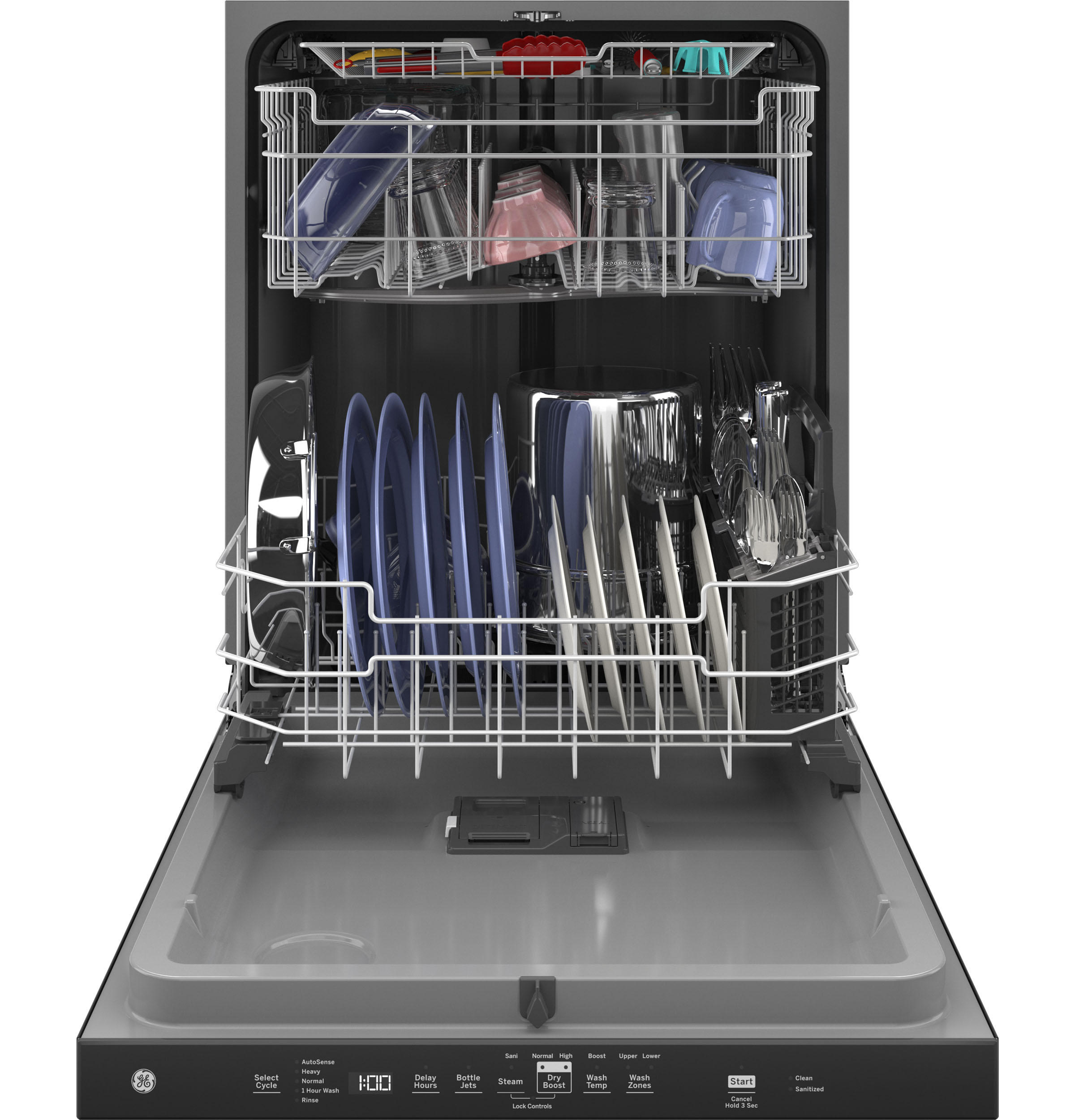 GE® ENERGY STAR® Top Control with Plastic Interior Dishwasher with Sanitize Cycle & Dry Boost GDP630PGRBB